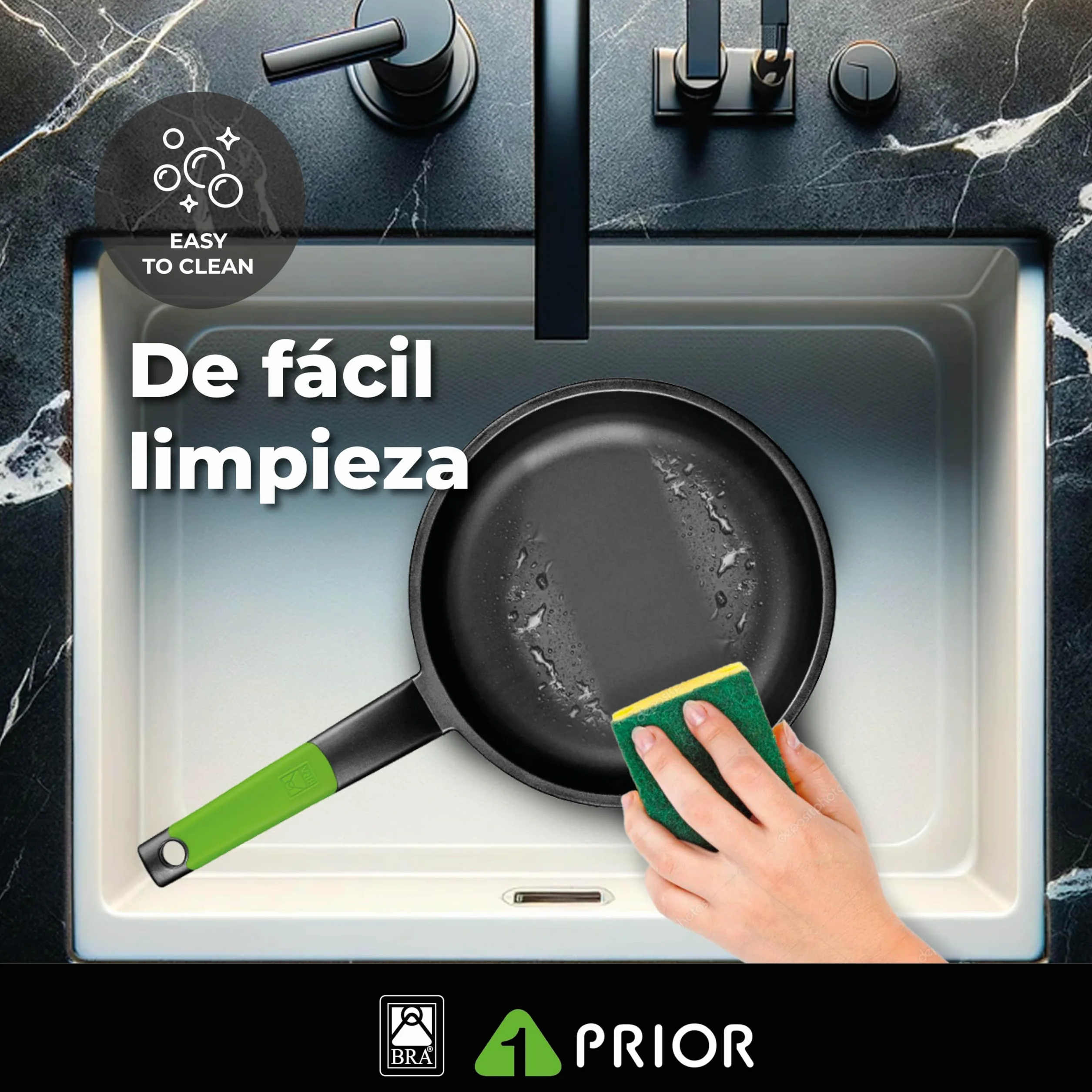 BRA Prior | Set di 2 Padelle, 20-24 cm, di Alluminio fuso + 1 bra safe