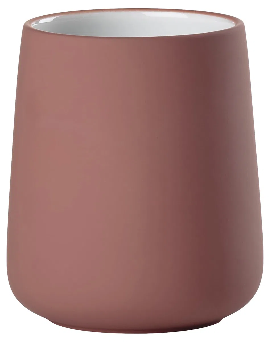 Zone Denmark Nova Portaspazzolino in porcellana con rivestimento Soft Touch, diametro 8 cm, altezza 10 cm, rosso