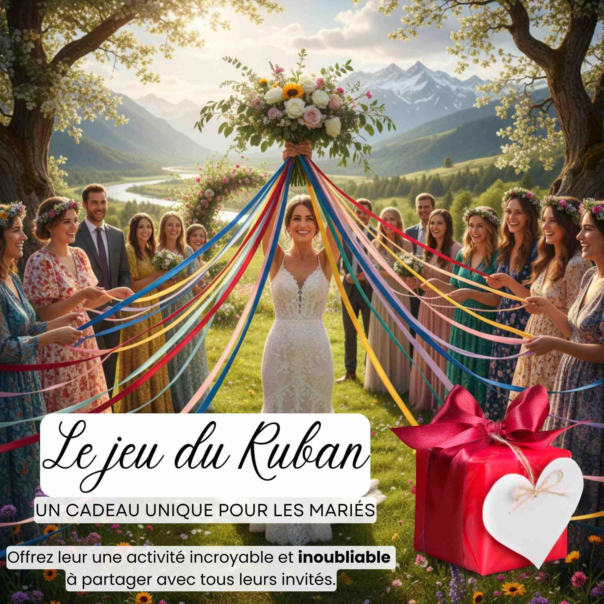 Set di nastri per matrimonio, nastro satinato, regalo per sposa, decorazione per feste, bouquet della sposa, 20 pezzi, 10 colori, anello in legno incluso