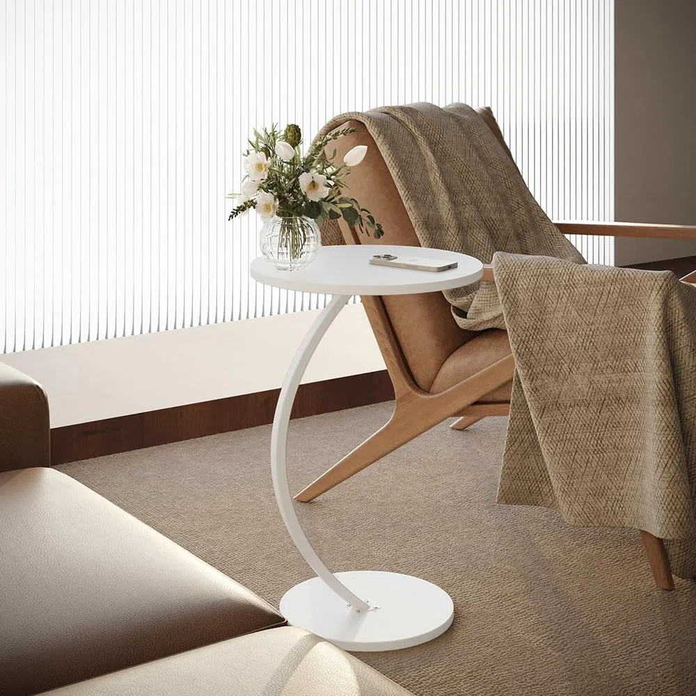 Vicco Tavolino da caffè Alvio, Bianco, 40 x 60 cm, utilizzabile come superficie d’appoggio per soggiorno o camera da letto