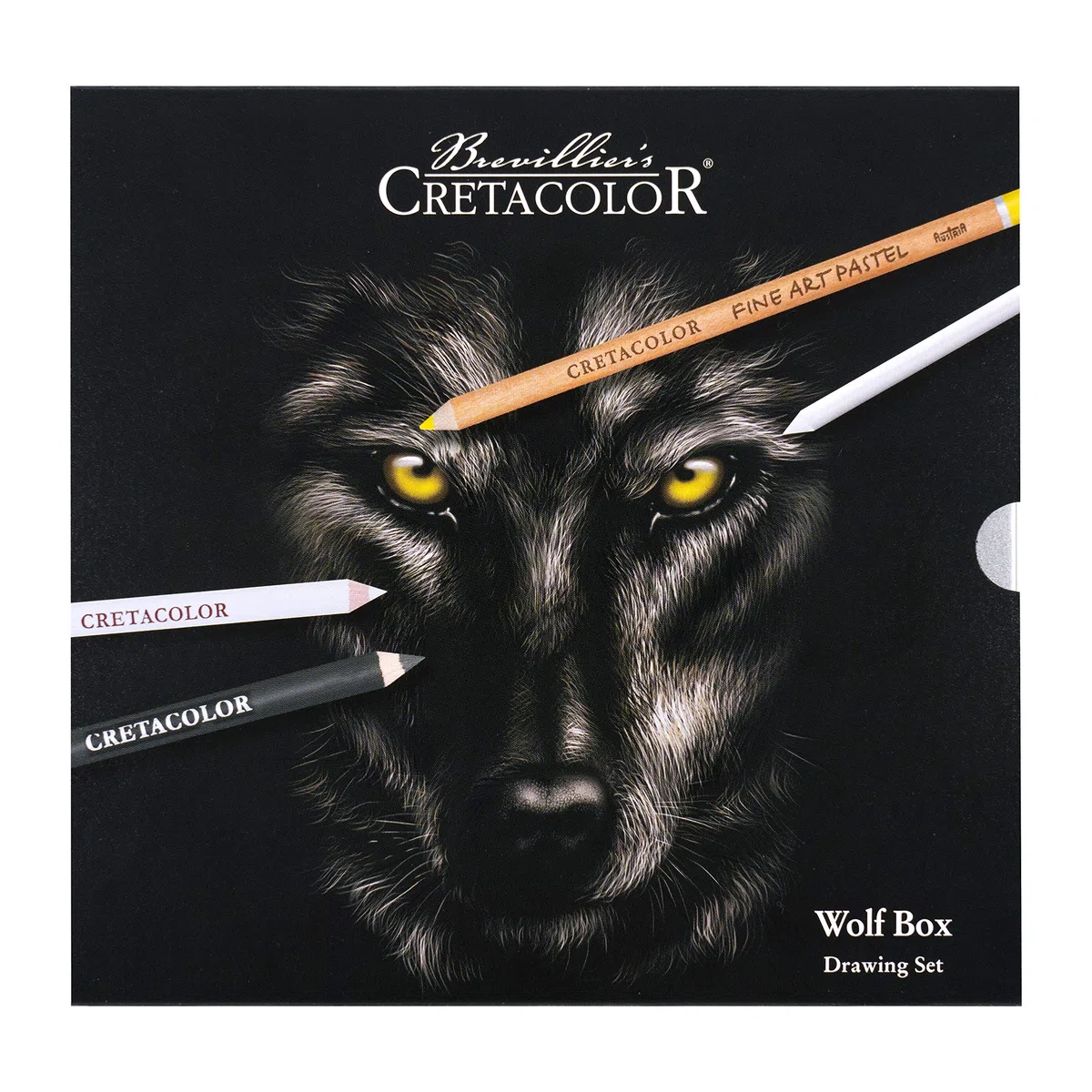 CRETACOLOR Wolf Box, Nero - Bianco Set di Segni, 25 pezzi, utensili da disegno di alta qualità, tra cui Knetradierer & Künstlerspitzer, e pelle lucida