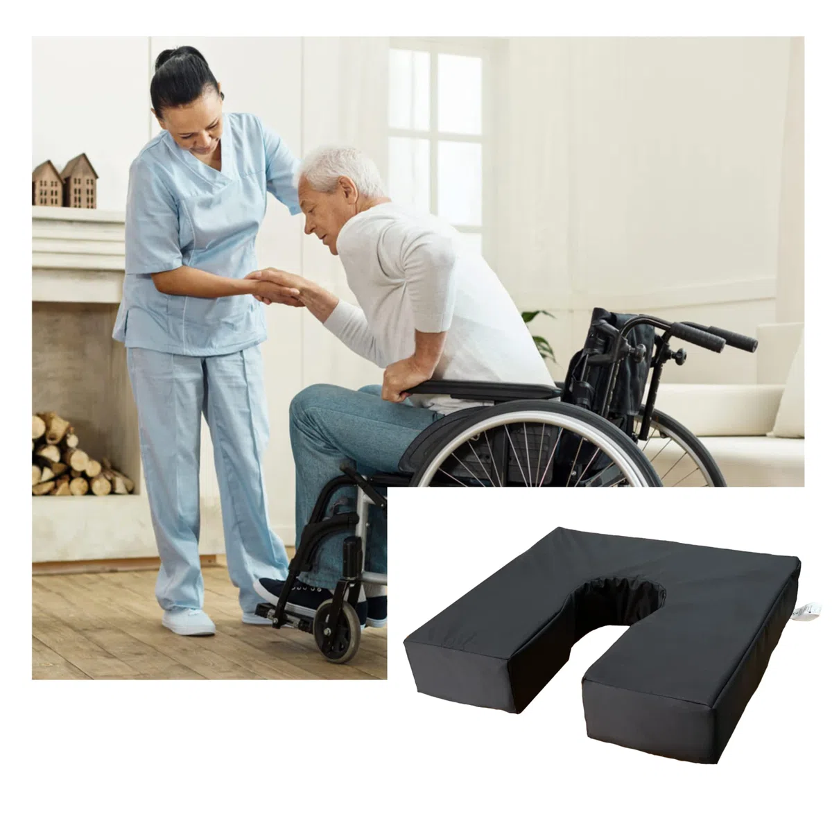 Cuscino antidecubito a ferro di cavallo, impermeabile e traspirante con schiuma anatomica HR Comfort - Cuscino per emorroidi e coccige, cuscino ortopedico