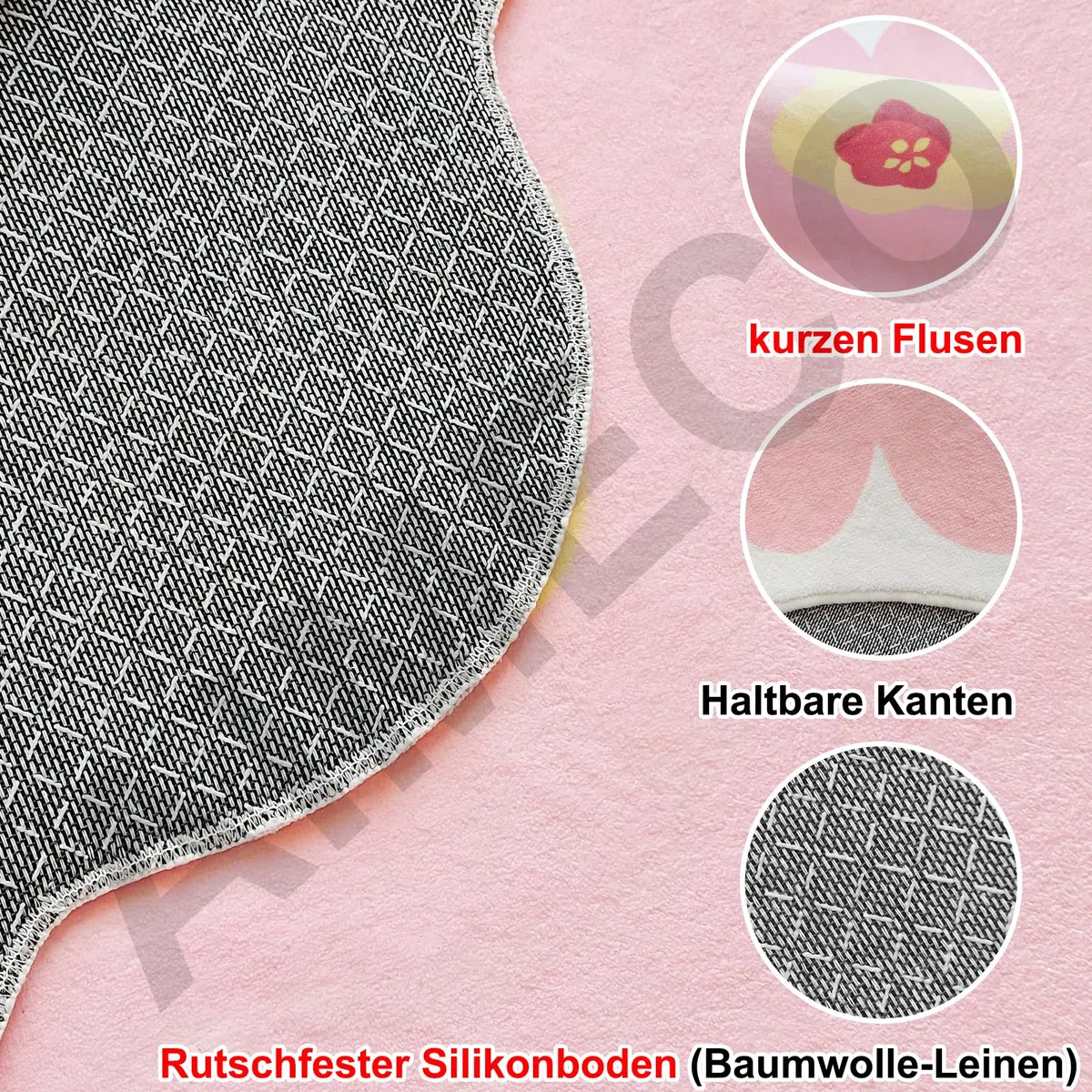 Tappeto rotondo per bambini, 120 cm, morbido, per soggiorno, camera da letto, cameretta dei bambini, sottile, facile da pulire, motivo: margherite