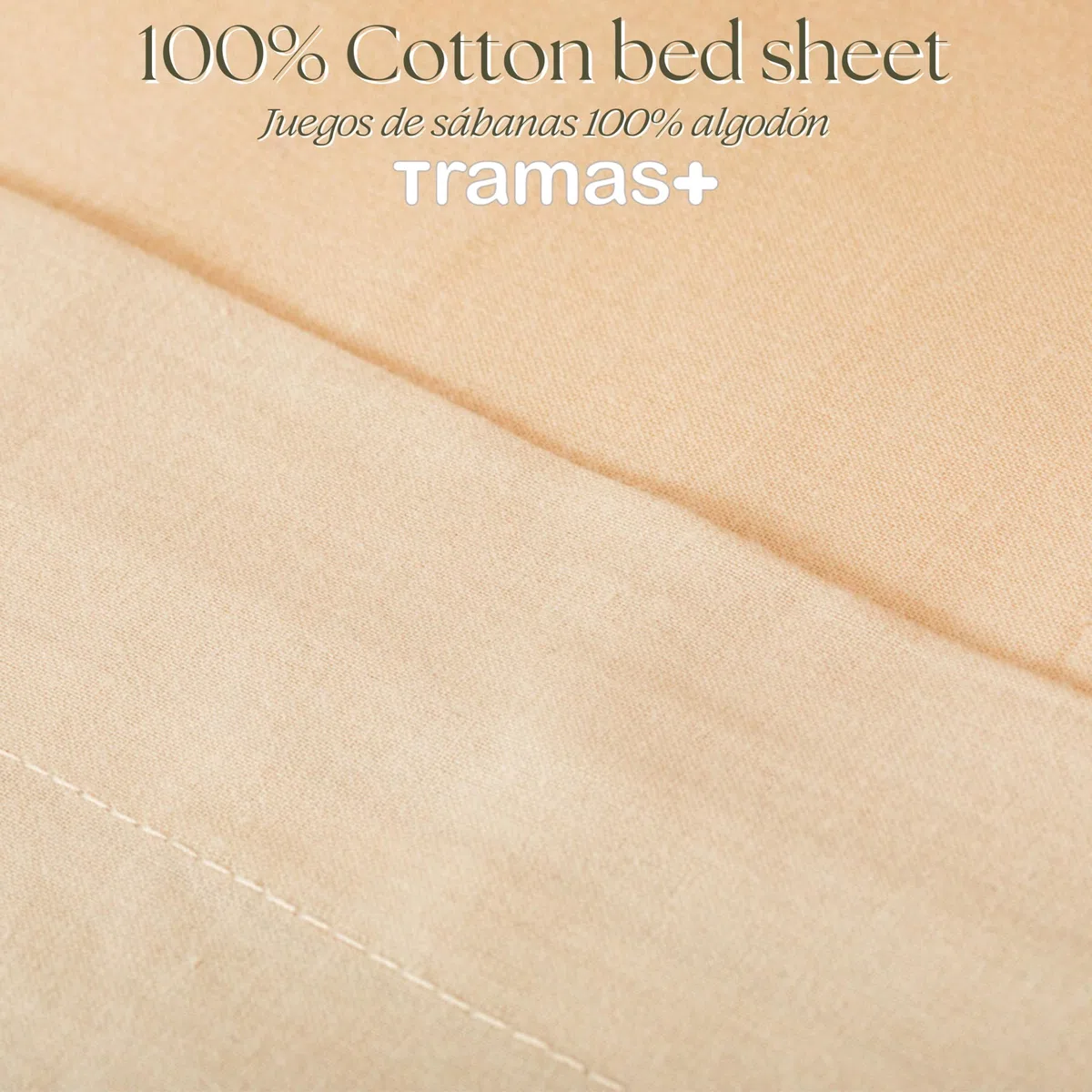 TRAMAS+ Completo Lenzuola Matrimoniale 160x200, 100% cotone, Biancheria da Letto, Lenzuola e 2 federa da letto, Certificata STANDARD 100 by OEKO-TEX - Beige Sabbia