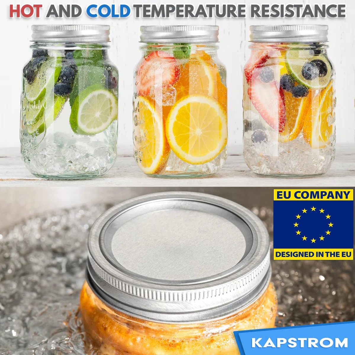 100 coperchi per barattoli di vetro (argento, 86 mm), dimensioni a bocca larga con sigillante per alimenti, chiusura ermetica per mantenere fresche le conserve di KapStrom