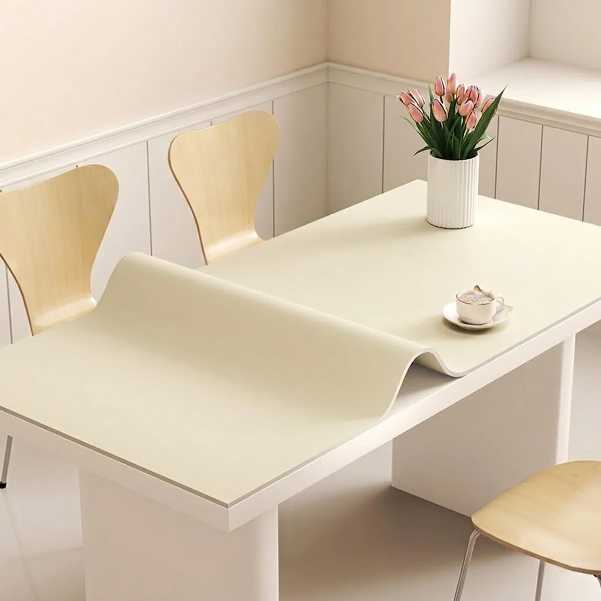 Spesso Tappetino In Silicone Proteggi Tavolo Impermeabile Resistente Al Calore Copri Piano Lavoro Cucina Antiscivolo Per Pranzo Bricolage Su Misura(Beige,60x80cm)