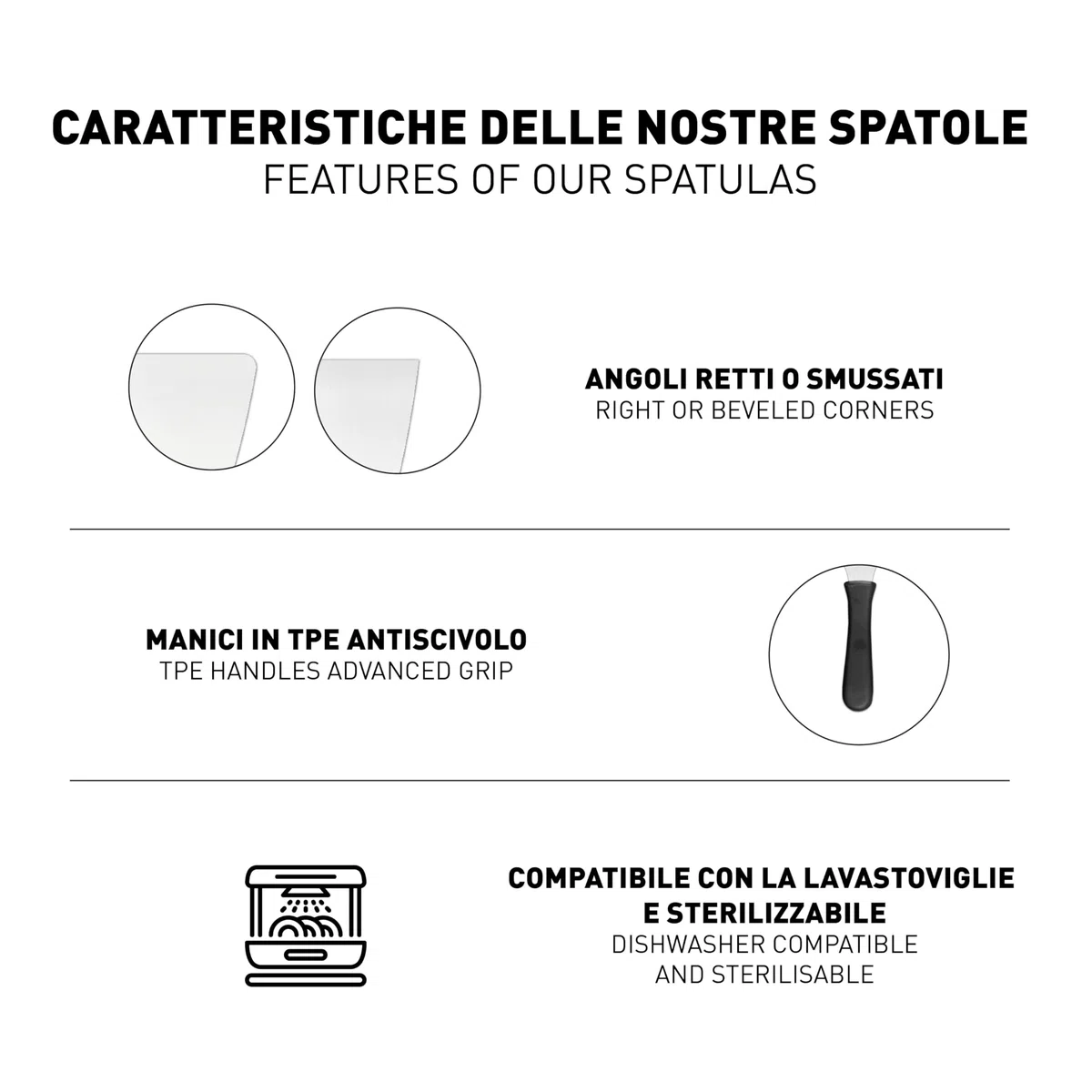 Ambrogio Sanelli, Linea Supra, Spatola Quadrata Piegata per Pasticceria con Lama da 19x15 cm in Acciaio Inox, Impugnatura in SEBS Pratica ed Ergonomica, Certificata MOCA, Made in Italy