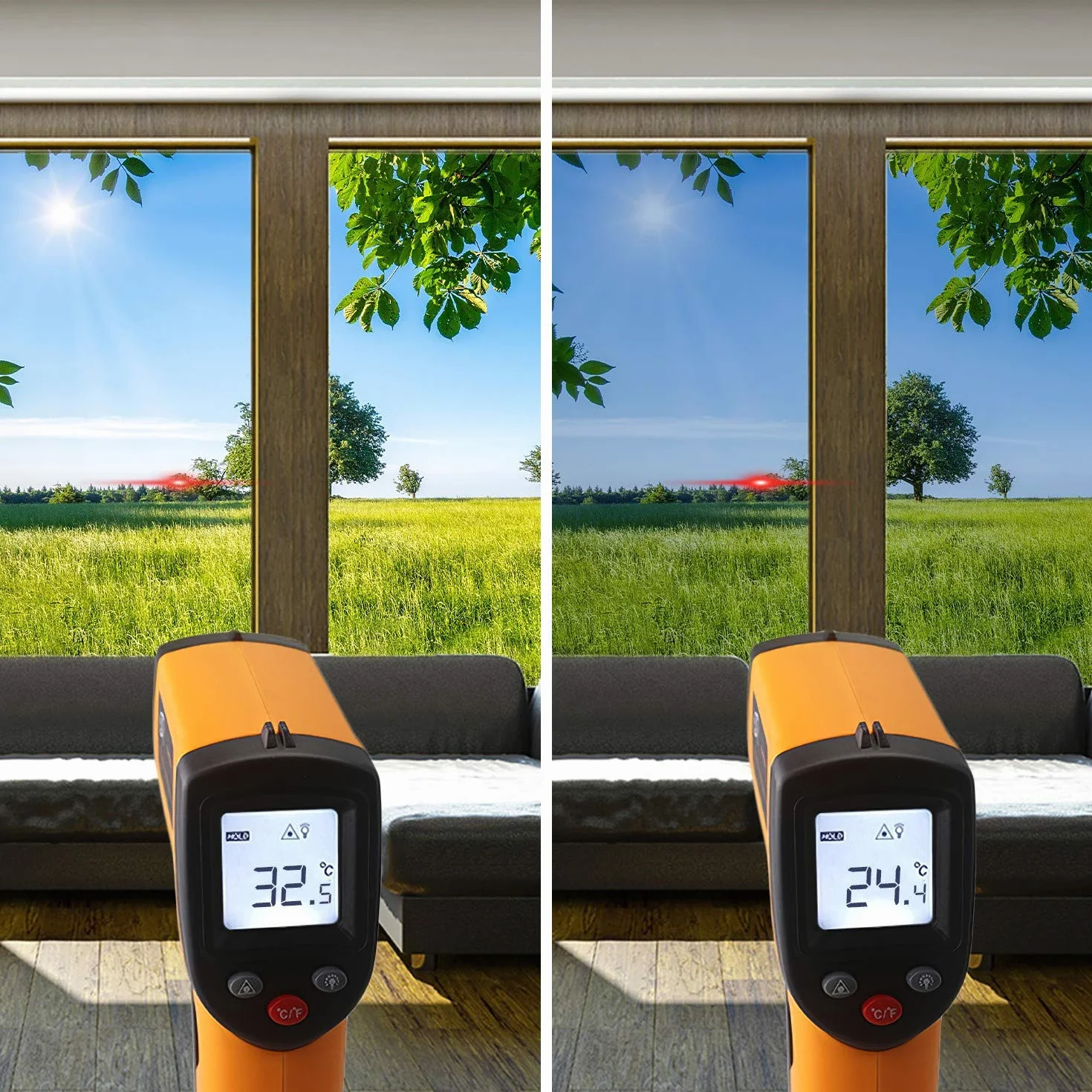 Dimexact Pellicola Anti Calore Solare per Vetri, Installazione Esterna Vetro Superiore a 1,2 Metri Quadri, Argento Chiaro, Larghezza Fino a 0,75 m, in Rotolo