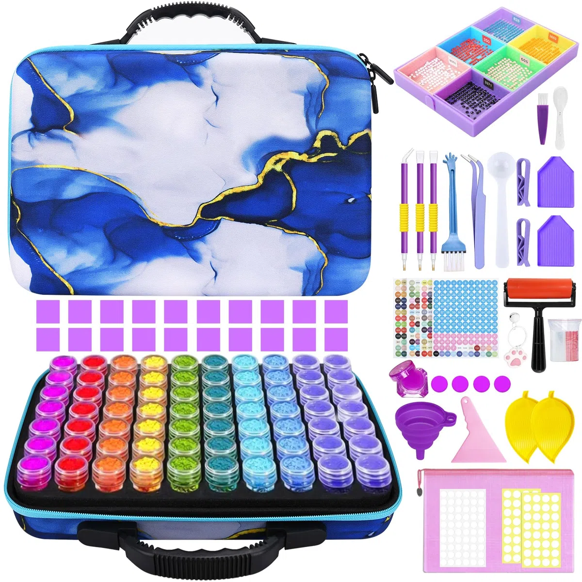 Diamond Painting Kit Completo,70 Slots Diamond Painting Accessori,5D Pittura Diamante Kit per pittura con trass,perle,artigianato fai da te