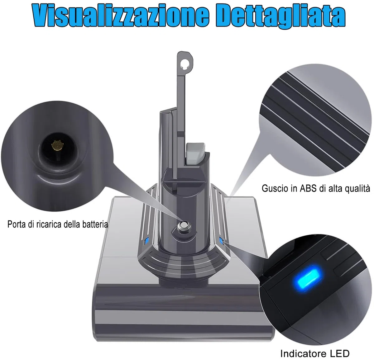 KUNLUN Batteria per Dyson V7 SV11, Batteria di Ricambio 21.6V Compatibile con Dyson V7 Animal Trigger Motorhead Extra Absolute Fluffy Mattress Aspirapolvere Senza Fili