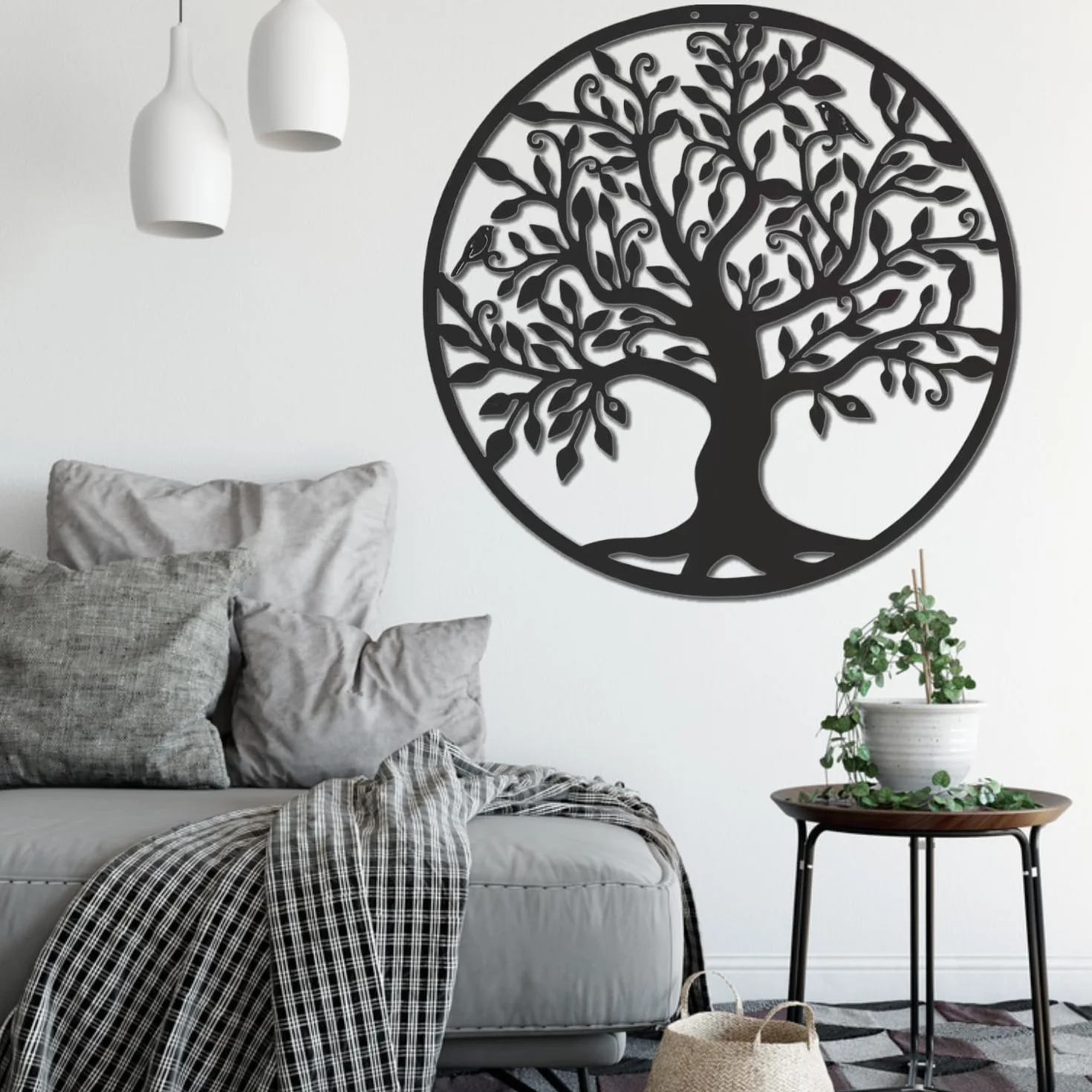 RPixc Albero della vita grande decorazione in metallo 60 cm, appeso logo adatto per ufficio, camera da letto, soggiorno