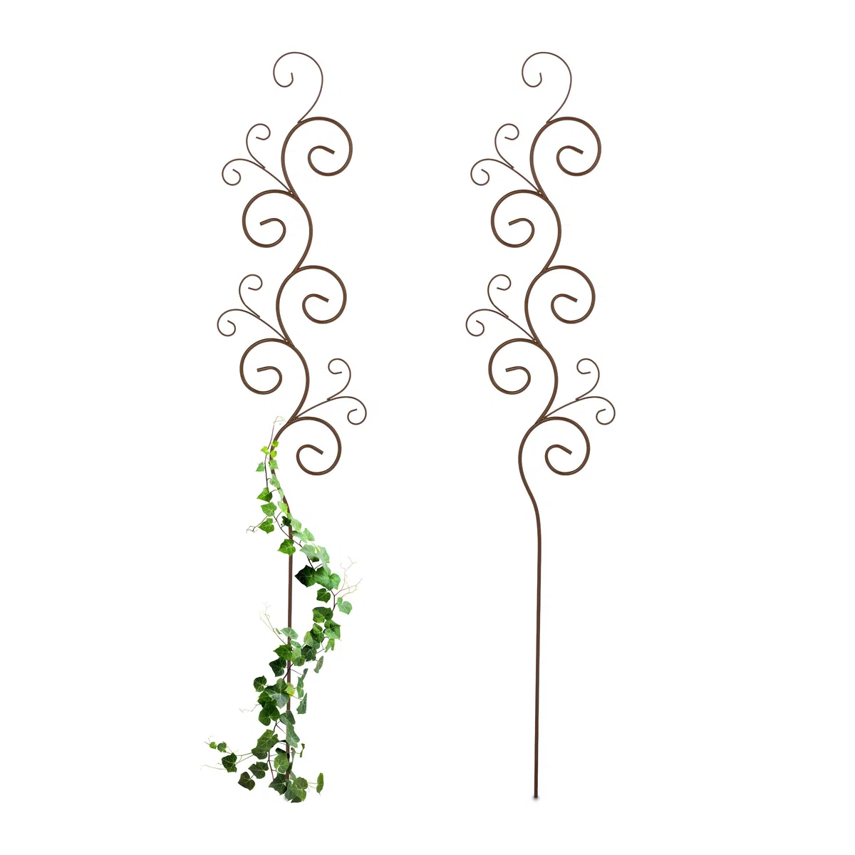 Relaxdays Supporto per Piante Rampicanti da Giardino, 2 pz. Tralicci di Sostegno per Edera, 160x30 cm, Metallo, Marrone
