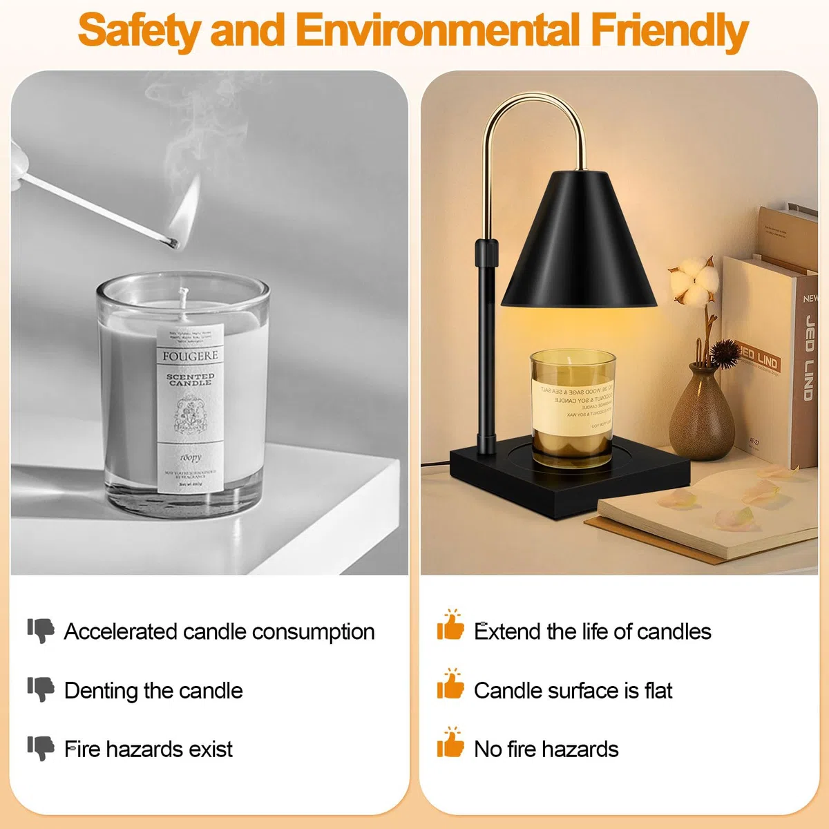 Scalda-candele con timer, dimmerabile e regolabile in altezza, compatibile con candele in barattolo, per decorazioni domestiche, scaldacera elettrico, base in legno (nero)