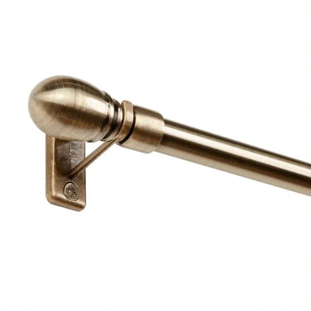 Mardom - Mini asta per tende ovale, allungabile, 120-200 cm, per tende a pannello, asta per tenda con supporto per bastone, asta regolabile con accessori (ottone anticato)