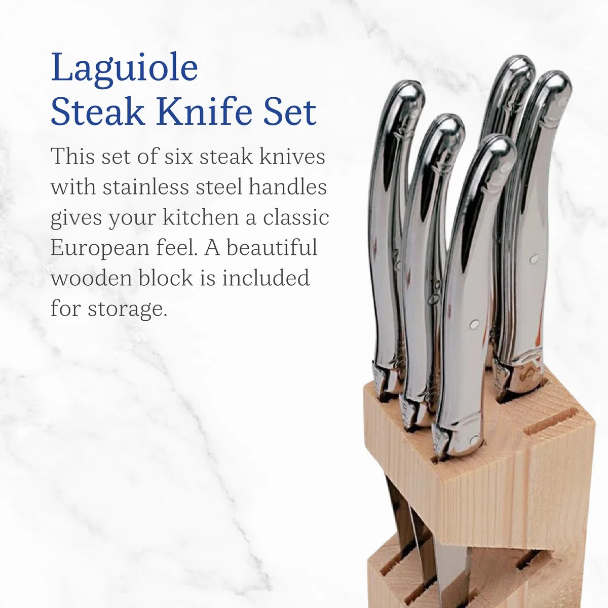 Laguiole Jean Dubost 16572, Set 6 coltelli da bistecca, inox
