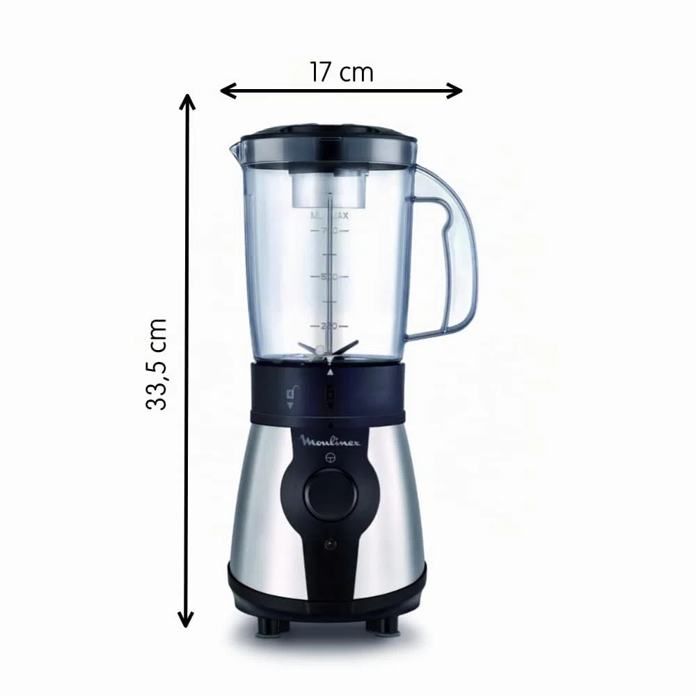 Moulinex Blend&Go Frullatore Portatile con Bottiglia da Viaggio 750 ml, Potenza 300W, Design Compatto e Facile da Pulire, Lame in Acciaio Inox, Mini Frullatore smoothie Facile da Usare, LM1B1D