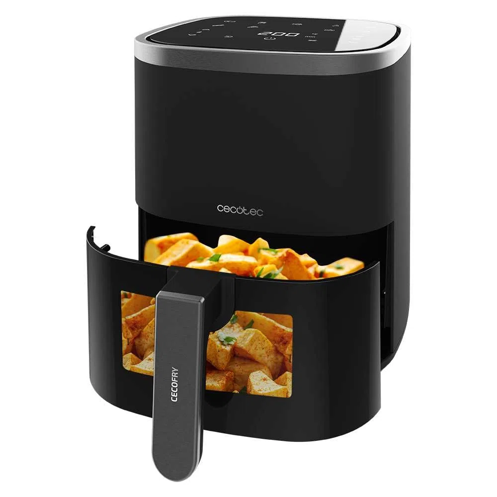 Cecotec Friggitrice ad Aria Cecofry Fantastik Window 4000. Air Fryer Air Fryer. 1400 W, Capacità 4 L, 9 Menu, Controllo Tattile, Tecnologia Perfectcoo, Tempo Regolabile 80-200ºc, 0-60 Minuti