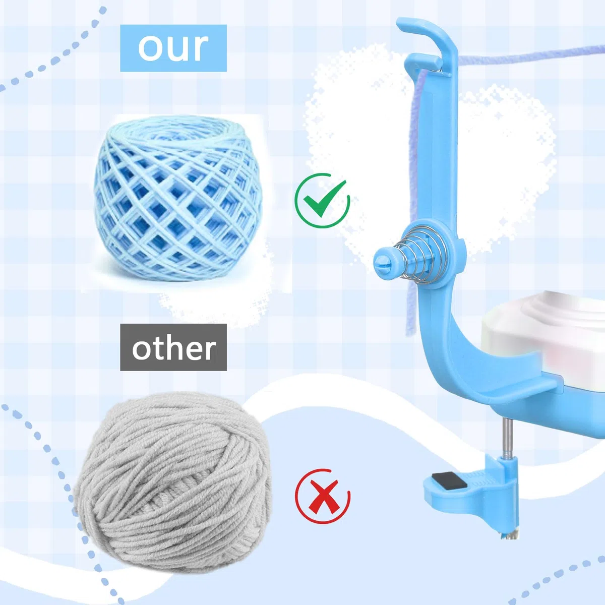 Elettrico Avvolgitore Per Palline Di Filato, Avvolgitore Per Gomitoli Di Filato, Avvolgitore A Sfera, Design A Doppia Molla, Carica Automatica, Può Avvolgere Fino A 10 Once Di Filato (Blu)