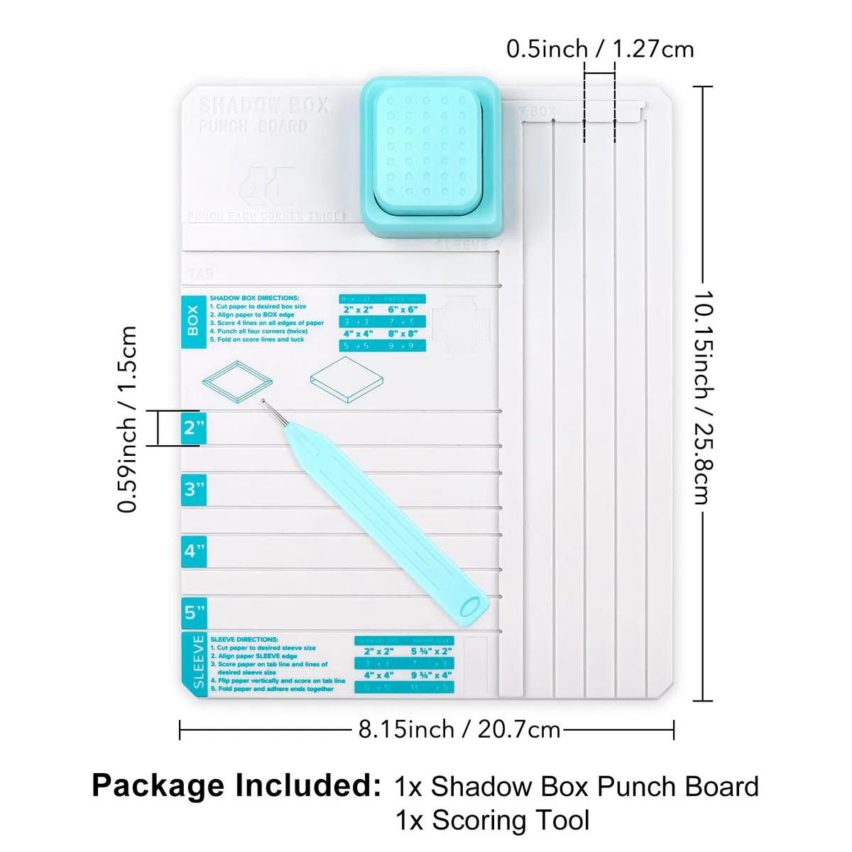 Shadow Box - Perforatrice per fai da te da 5,1 cm, 7,6 cm, 10,2 cm, 12,7 cm, scatole e maniche, con strumento di punteggio, per fai da te, scrapbooking, vacanze, biglietti di famiglia, foto e regali