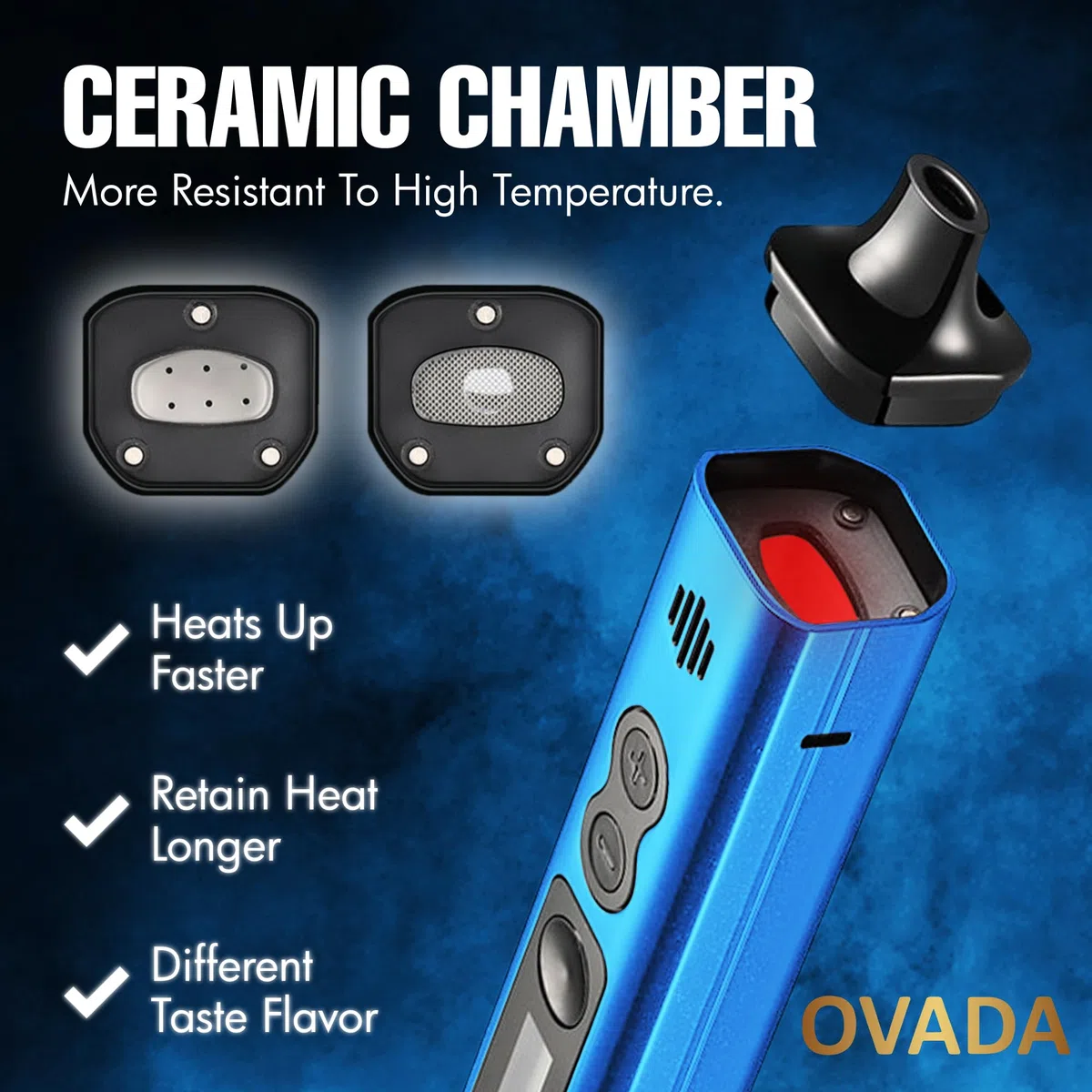OVADA Kit vaporizzatore con schermo, controllo della temperatura, asciugatura a vapore, maneggevole, portatile, ampio intervallo di temperatura, ricarica rapida in ceramica, erbe aromatiche al vapore