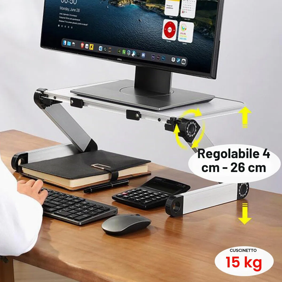 Supporto per Libri da Tavolo Leggio Libri Regolabile da Cucina Scrivania con Clip Ergonomico per libri di Grandi Dimensioni Testo, Musica, Ricetta, Tablet, Ricetta e laptop iPad