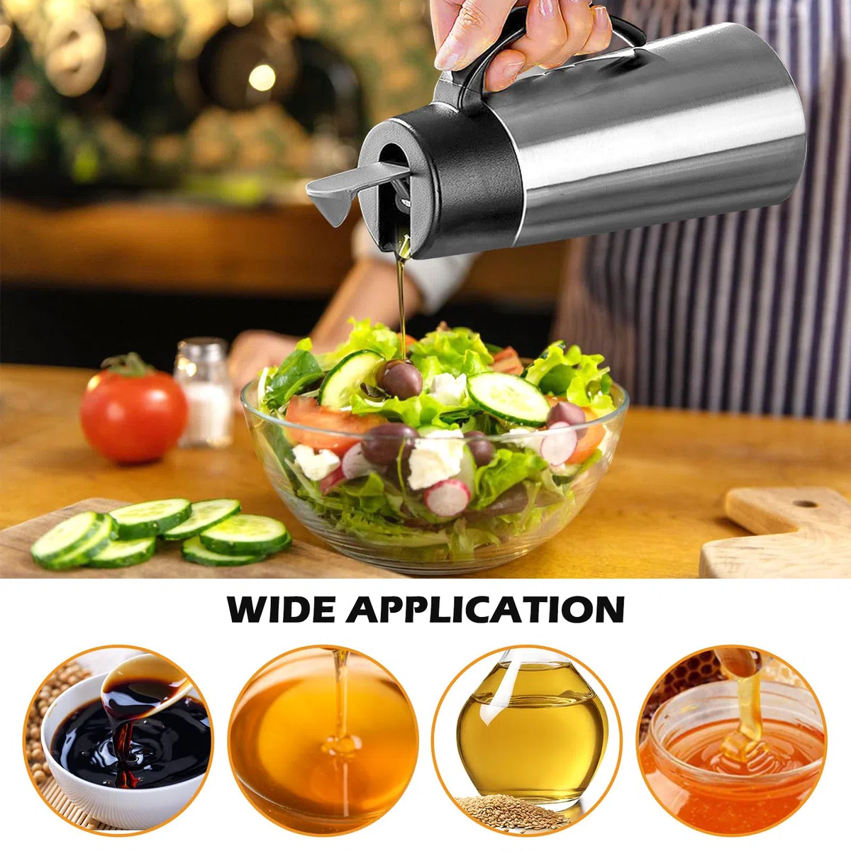 Salsiera termica in acciaio inox, 750 ml, con coperchio per auto, erogatore di olio in acciaio inox, ciotola per salsa argentata, vaso per salsa termica, tazza per olio d'oliva, crema e maionese
