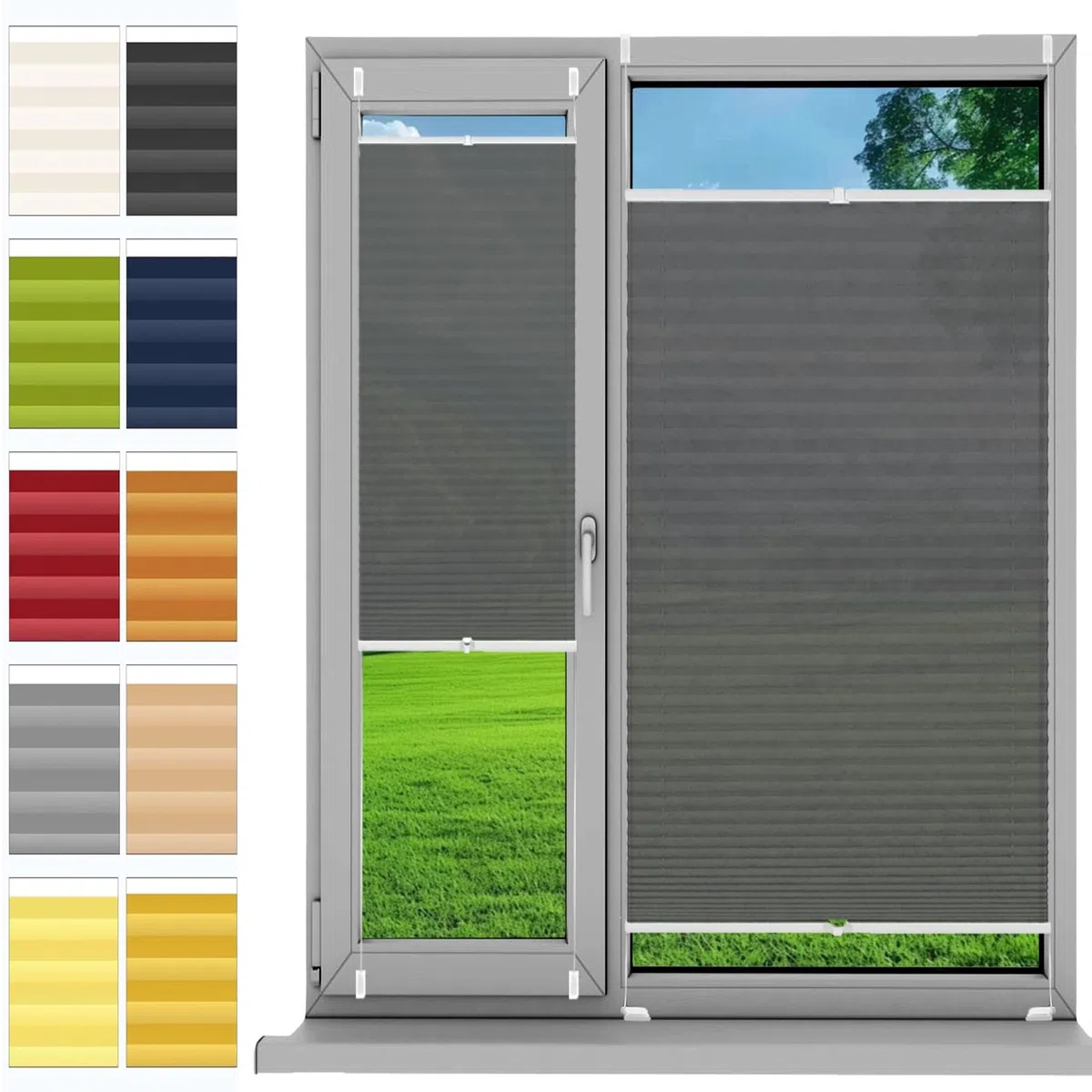 Tenda Plisse con Foratura Plissettata 38 x 135 cm, Protezione da Sole e Indiscreti, Tenda Plissettata Personalizzabile, Tenda a Rullo Plissettata, per Finestre, Grigio