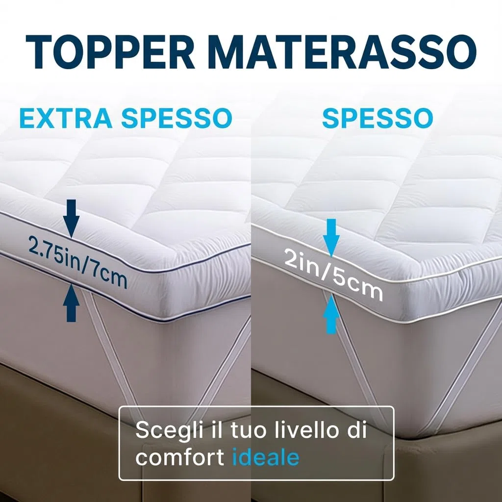 Coprimaterasso Topper Singolo 140x190 cm, Topper Materasso Memory Foam con Imbottitura 800g, Mattress Topper Traspirante Ipoallergenico Antiacaro con Elastici Antiscivolo per Letto Singolo 2 Persona