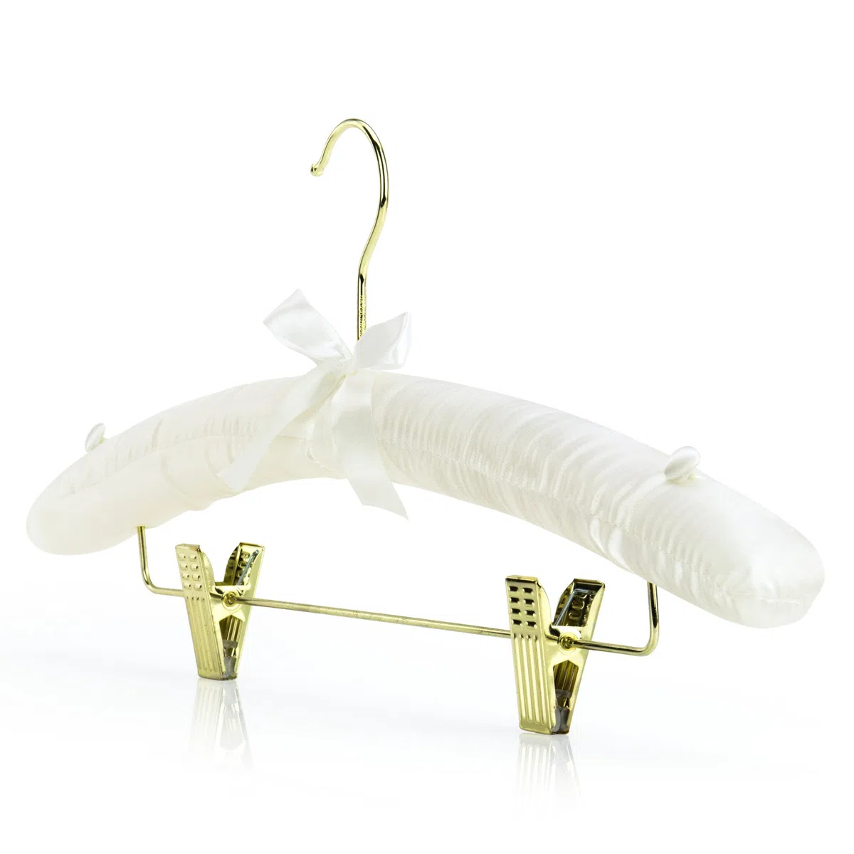 Hangerworld 5 grucce 43 cm Foderato in Raso Avorio Pinzette Pantaloni e Bottoni Antiscivolo Spalline