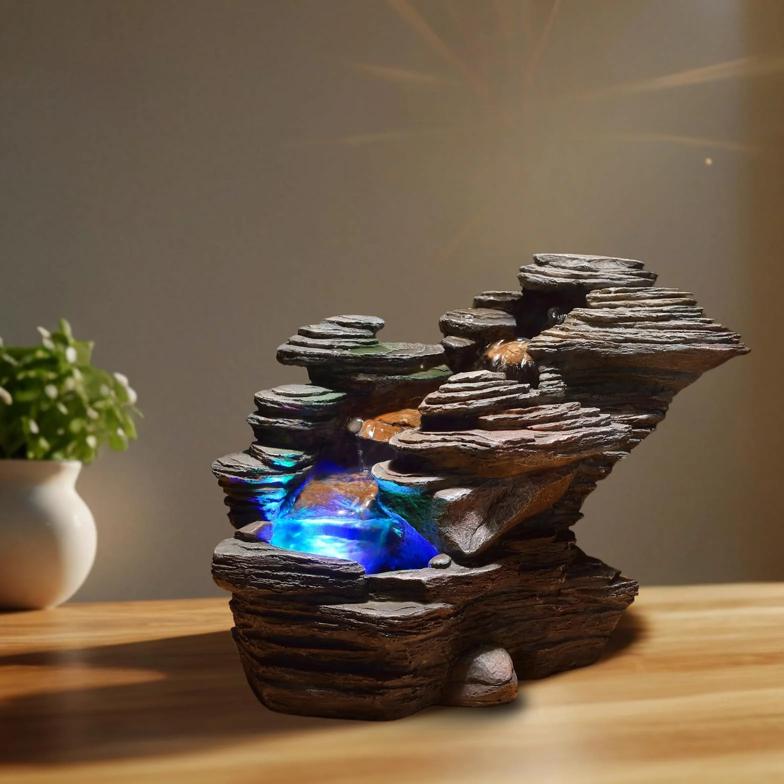 Zen'Light SCFR132 - Fontana a Torrente, Pietra, 38 x 19 x 25 cm, Colore: Marrone