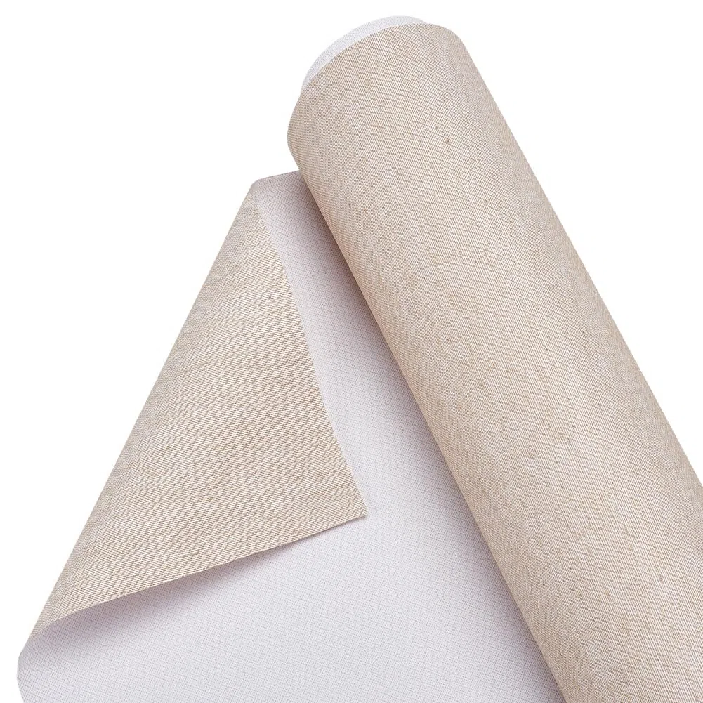OLYCRAFT 10mx37cm Rotolo di Tela di Lino Tessuto di Tela di Lino Naturale Rotoli di Tele Flessibili con Superficie Uniforme Tele per Dipinti per Decorazioni Fai da Te con Sfondo Pittura A Olio