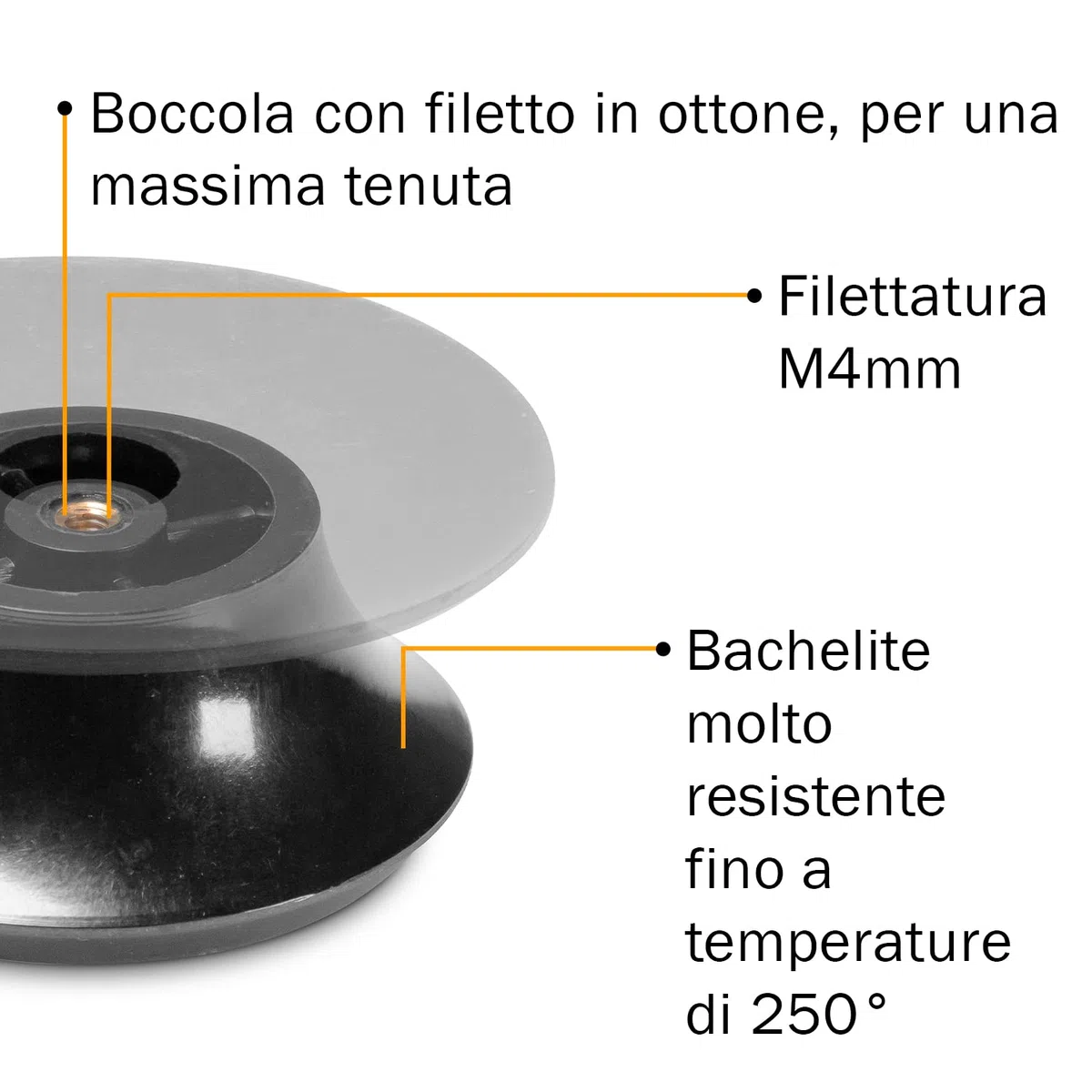 OPPAHA Pomelli Manopole Pentola Compatibili Imco al 100% Filettatura in Ottone e Bachelite Anti Scottatura Set 2 Pz
