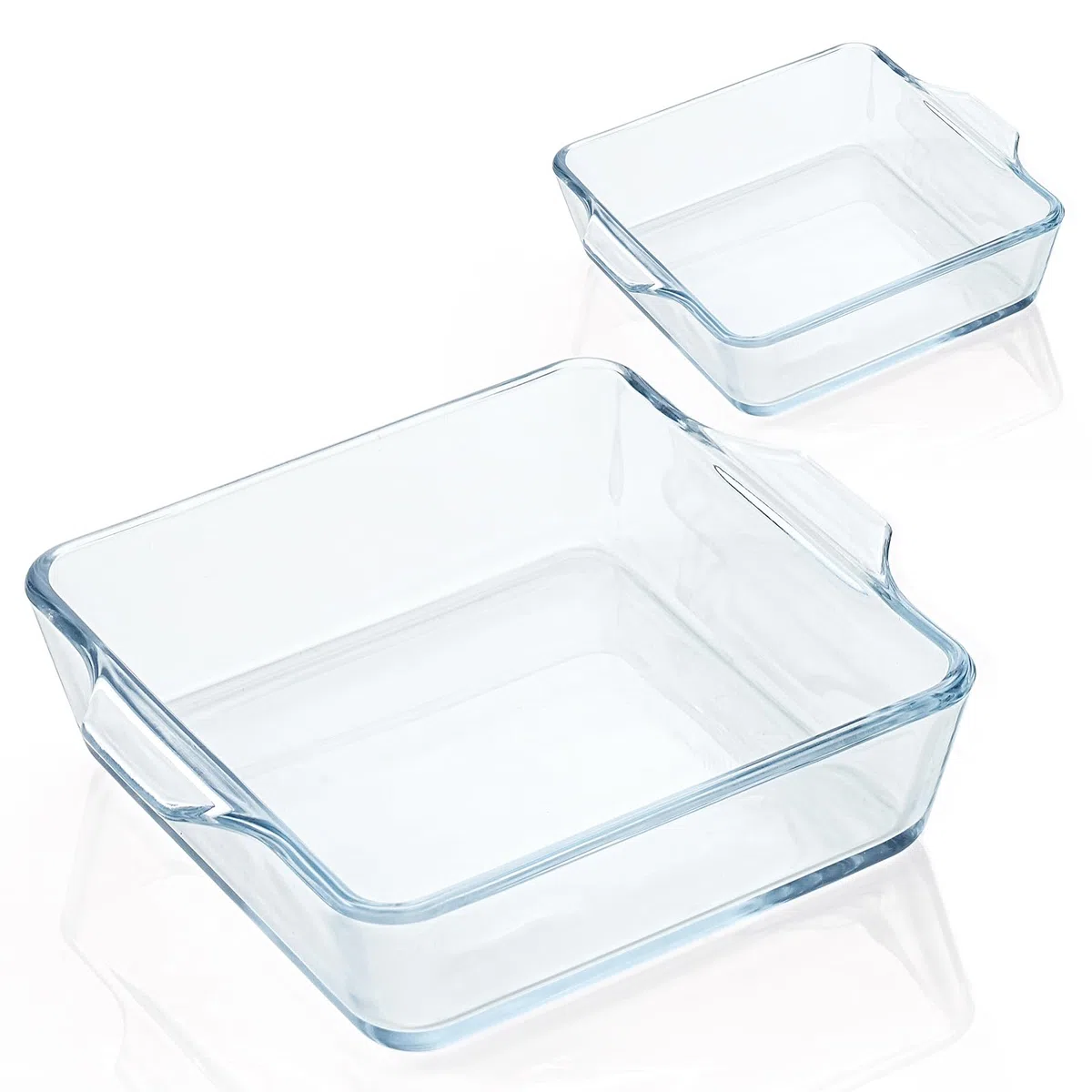 Set di 2 pirofile quadrate in vetro, 12,7 x 12,7 cm, piccole pirofile con manico, per forno, friggitrice ad aria, forno a microonde, frigorifero