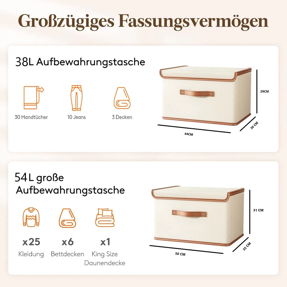 2 pezzi Scatole per Armadio,38L scatole portaoggetti pieghevoli,Contenitori Organizer armadio per Piumoni, Scatola trasloco, Buste Pieghevole per Indumenti, Coperte, Biancheria da Letto