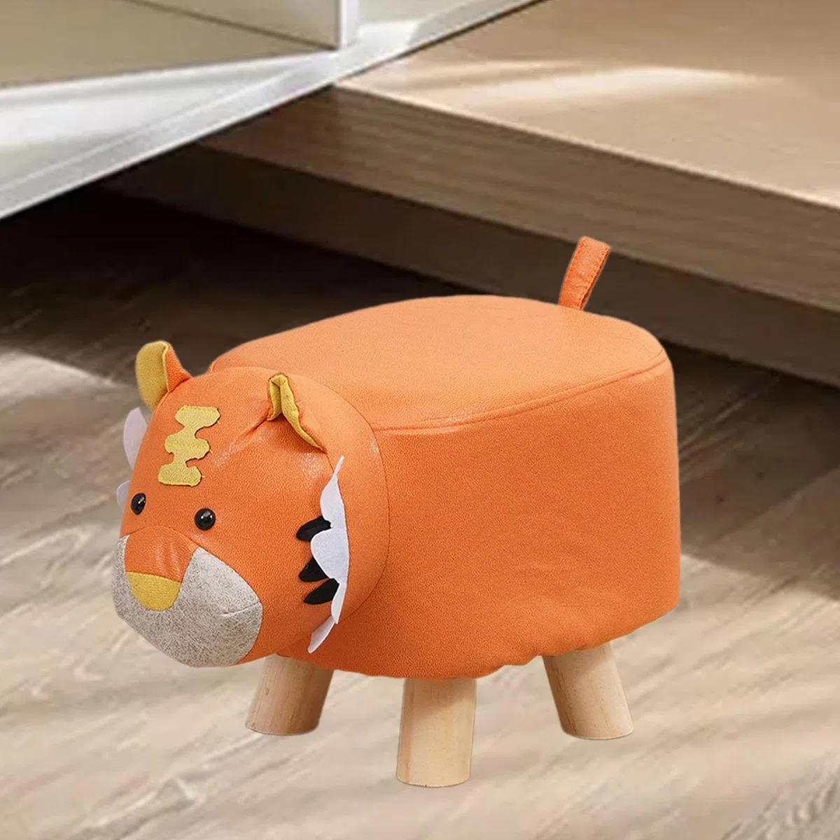 Poggiapiedi per bambini Sedia per bambini Sgabello per apprendimento per bambini Forma di animale Poggiapiedi Sgabello per ingresso Camera da letto, Tigre arancione