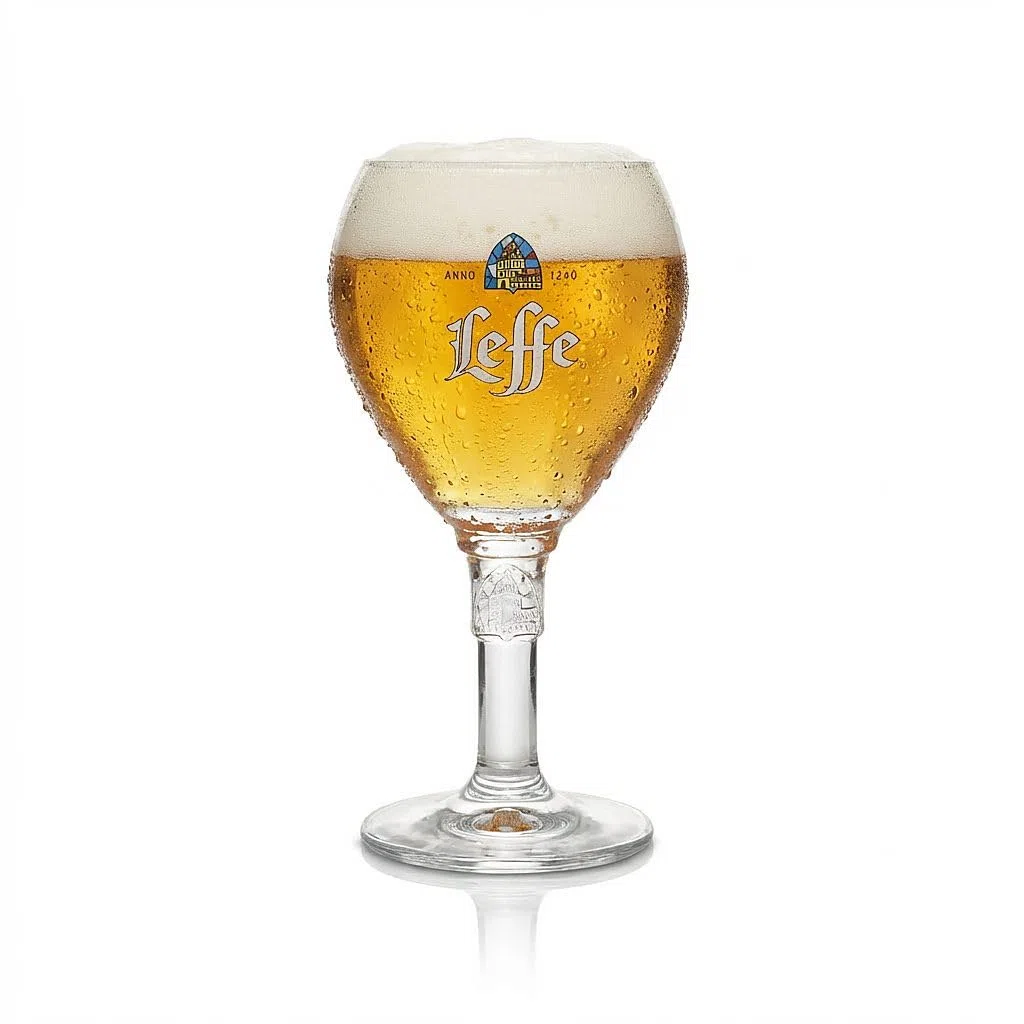 Leffe Bicchieri – Set di 6 bicchieri – 33 cl per bicchiere – Ufficiale Calice Large Stem – Perfetto per bere Blonde, Brown, Ruby, Double, Triple + 6 Beer Mat