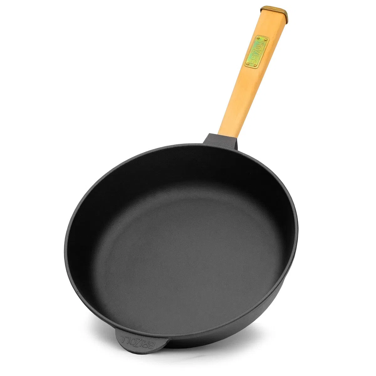 Padella in ghisa, diametro 24 cm, altezza 62 mm, con manico in legno, padella in ghisa a induzione, padella in ghisa, adatta per barbecue a gas, forno, focolare e tutti i piani cottura, con induzione