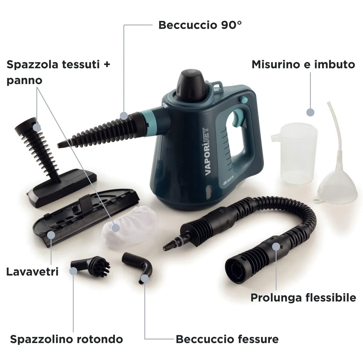 Ariete 4137 Vaporì Jet, Pistola a Vapore, Vapore pronto in 3 minuti, Pressione 3.5 bar, Kit di accessori in dotazione
