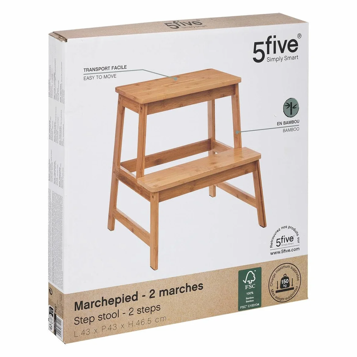 5five - poggiapiedi in bambù 2 gradini