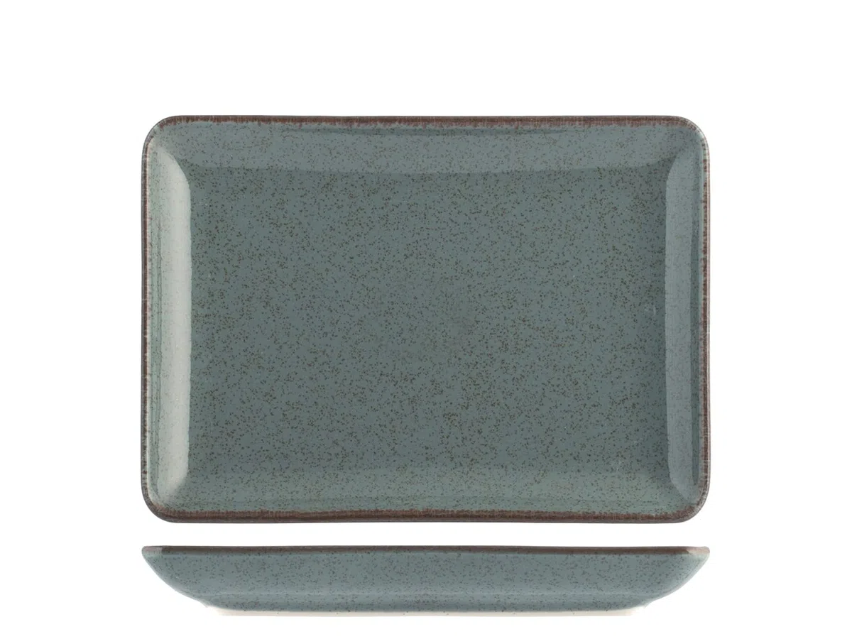 H&H Pearl Set 4 Piatti Rettangolari, Porcellana, Assortiti, 13x18cm