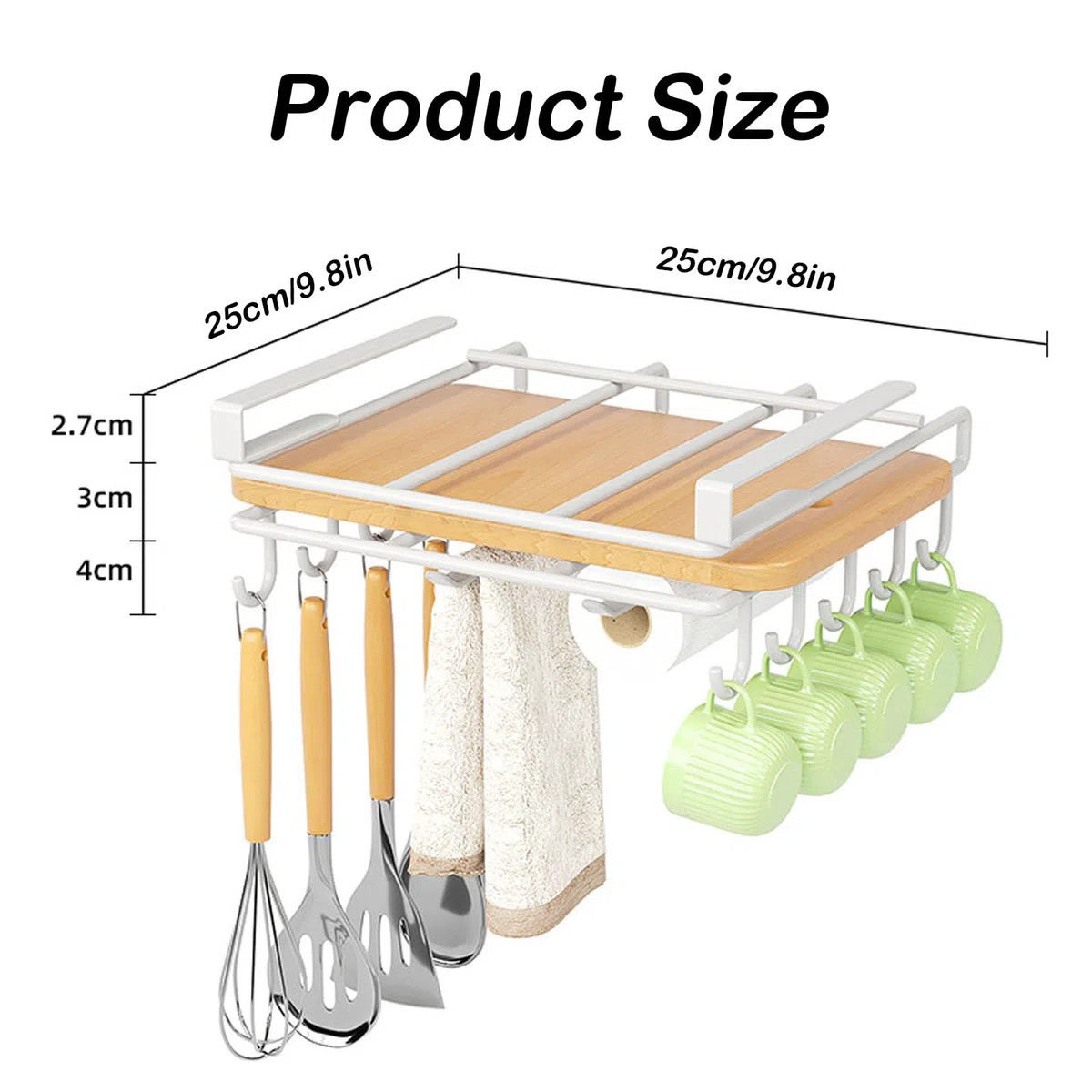 Dxcaicc Organizer per Ripiano per Armadio, Ripiano per Tagliere con Ganci Ganci da Cucina per Coperchio per Tazza di Asciugamano