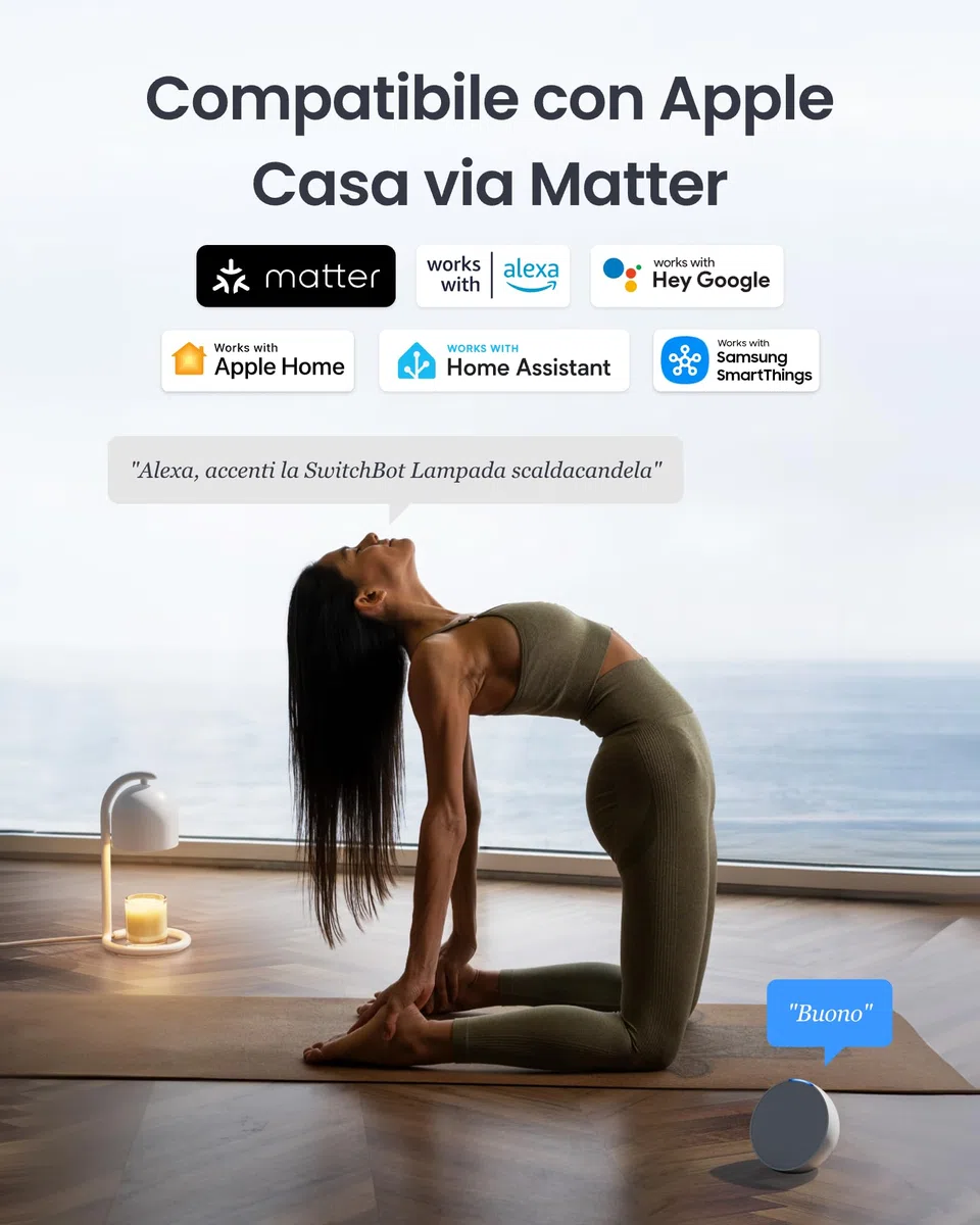 SwitchBot Lampada Scalda Candela Intelligente con Timer e Dimmer, Scaldacera per Candele Compatibile Matter per Apple Home e Alexa, Lampada Profumata per Regalo di Inaugurazione della Casa, Bianco