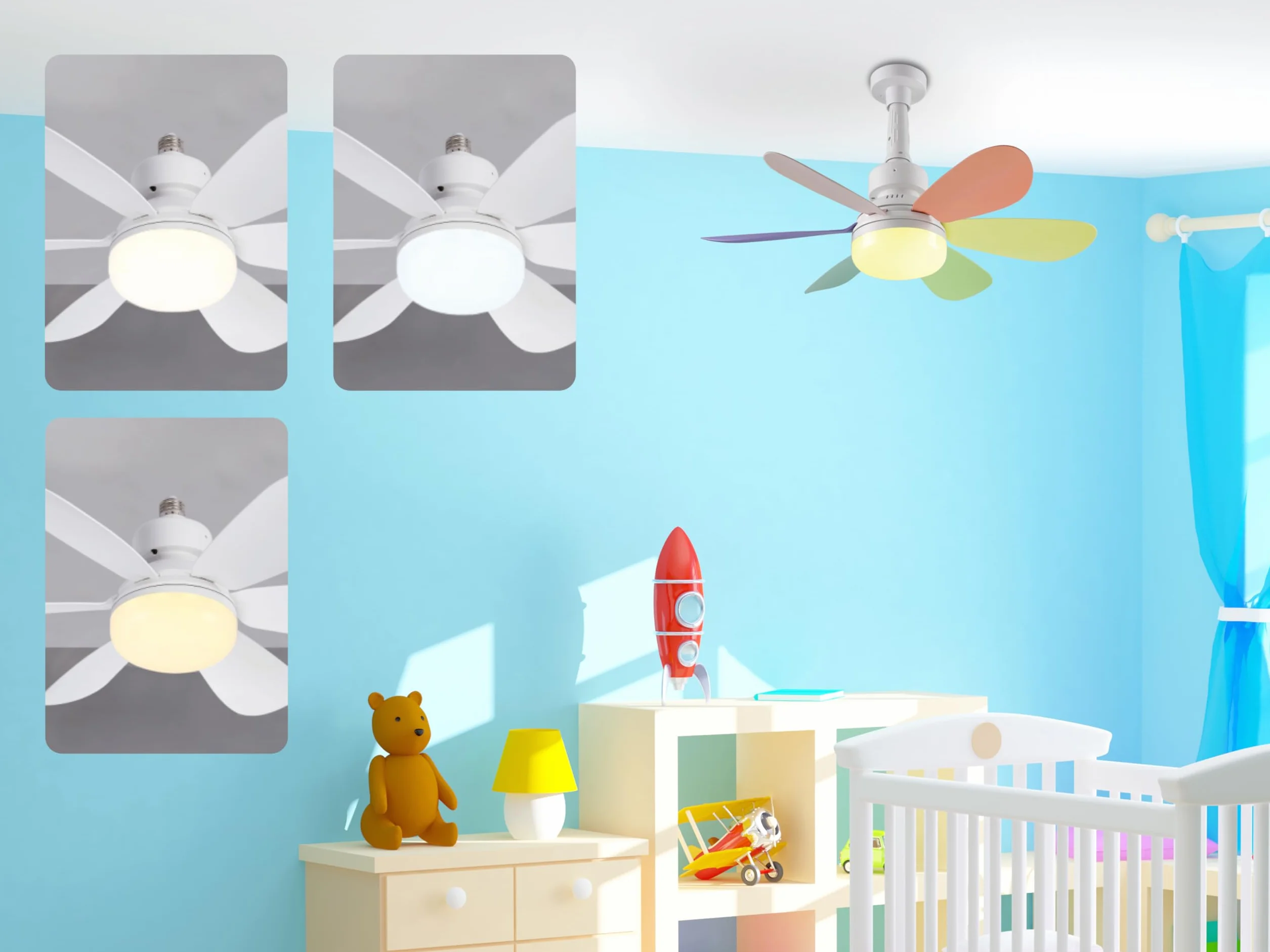 BEPER P206VEN610 Ventilatore da Soffitto, 40W, Illuminazione e Ventilazione con Design Intercambiabile, 2 Set di Pale, 3 Velocità, Telecomando e Lampada a Risparmio Energetico