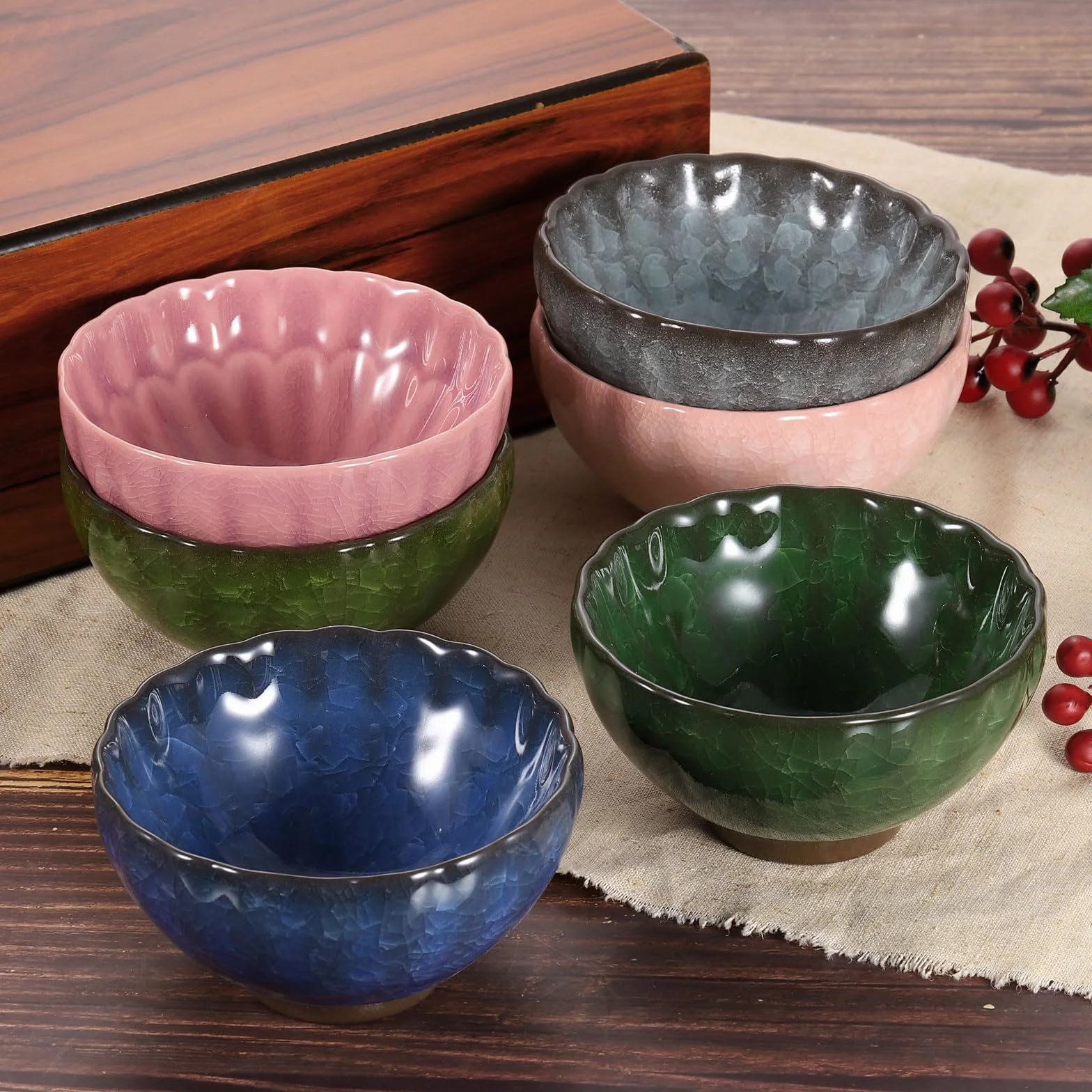 QUARKZMAN 2pz Ciotola Giapponese Matcha 4,23oz Set Tè Gong Fu Tradizionale in Ceramica Tazza Tè Mate Giapponese Senza Manico Porcellana Grande per Tè Matcha Caffè Bevande, Rosa