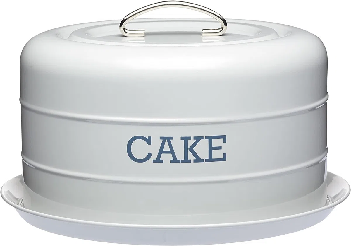 Kitchen Craft Living Nostalgia - Contenitore Metallico per Torta, a Tenuta ermetica, 28,5 x 18 cm Grigio