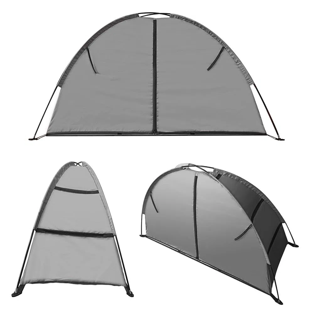 Organizer da campeggio pieghevole a 9 ripiani per camper, tessuto Oxford con asta in fibra di vetro, portata 13,6 kg, scaffale portatile per vestiti e scarpe, grigio