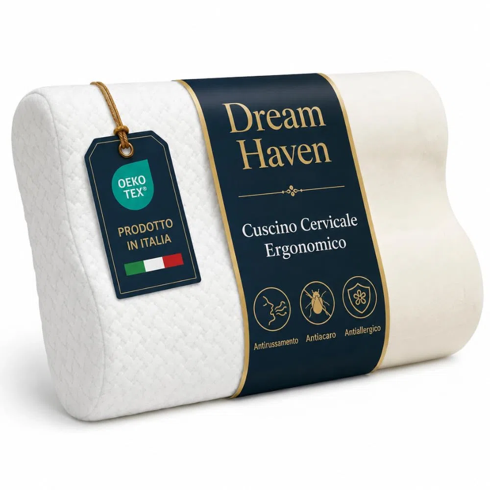 DREAM HAVEN Cuscino Cervicale per Dormire Ortopedico, Guanciale Memory Foam Antirussamento, Supporto per il Collo e Antireflusso, Cuscino letto Ergonomico con Federa Lavabile Anti acaro e Anallergico