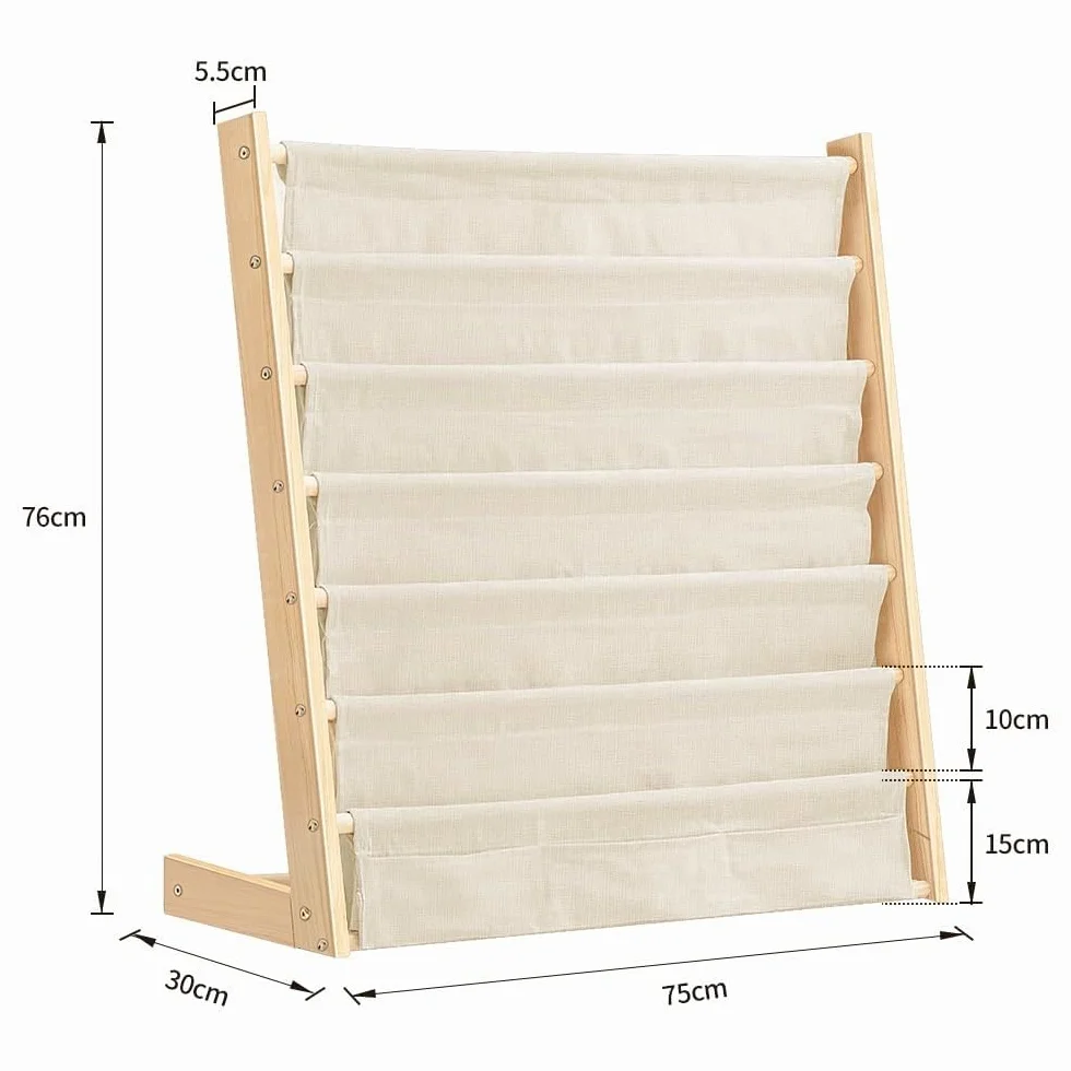 HUOLE Libreria per bambini, 6 ripiani, materiale scolastico per la cameretta dei bambini, asilo, multicolore, 75 x 30 x 79 cm, colore legno (1 pezzo)