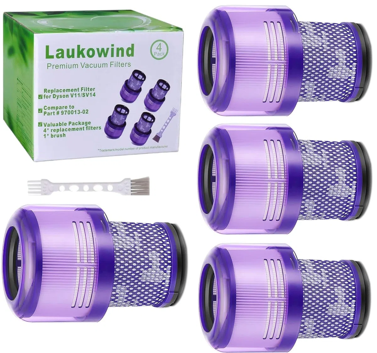 4 Pezzi Filtro per Dyson V11 SV14 V15,Laukowind Filtri di Ricambio Lavabile per Aspirapolvere Dyson V11 SV14 V15,Con Spazzolino di Pulizia,Part # 970013-02