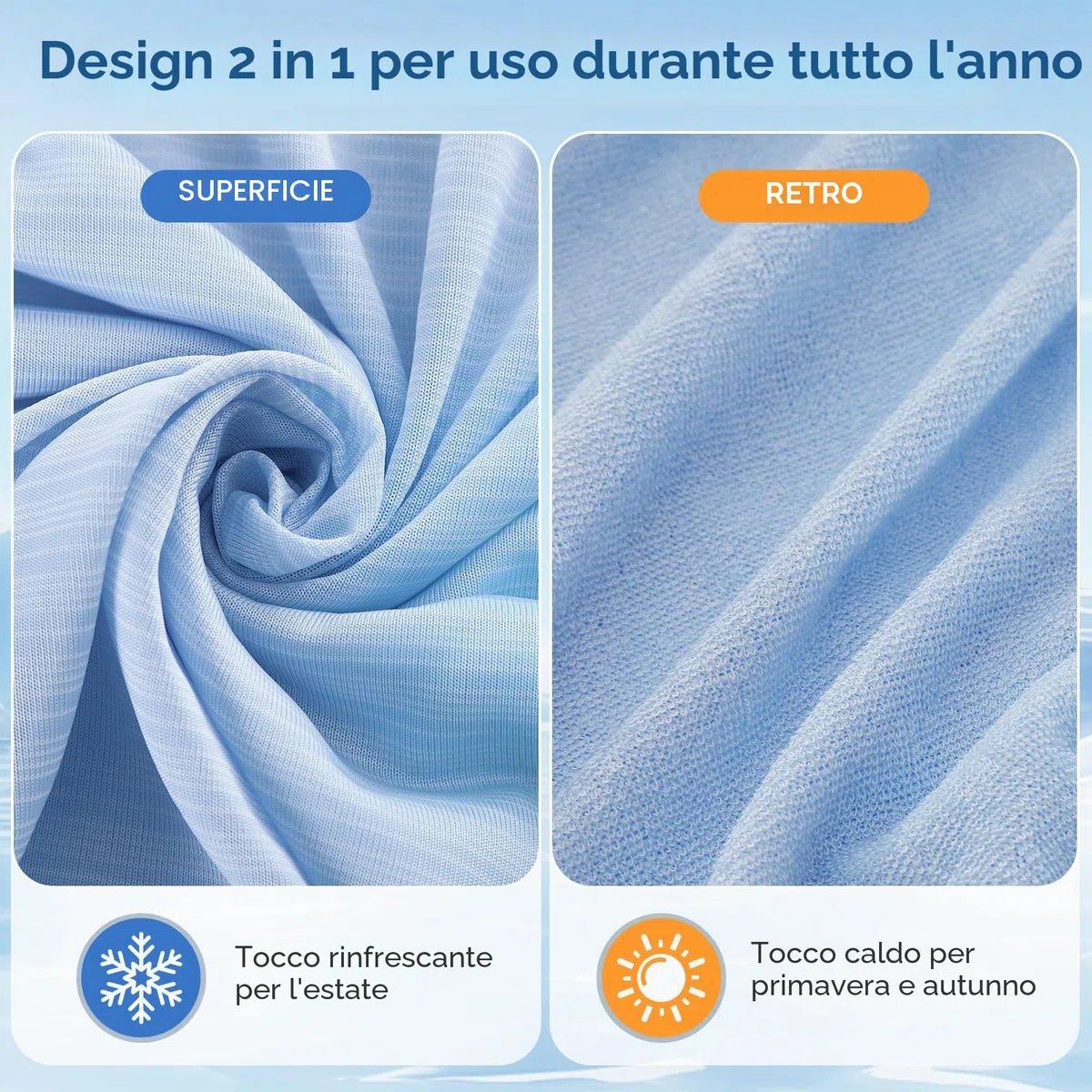 Marchpower Coperta Letto Matrimoniale Estiva Fresca 150 * 200cm, Arc-Chill Coperta Estiva in Fibra di Raffreddamento Giapponese Q-MAX>0,5 Traspirante Morbido, Anti Statico, 2 Lati Allevia Sudore-Blu